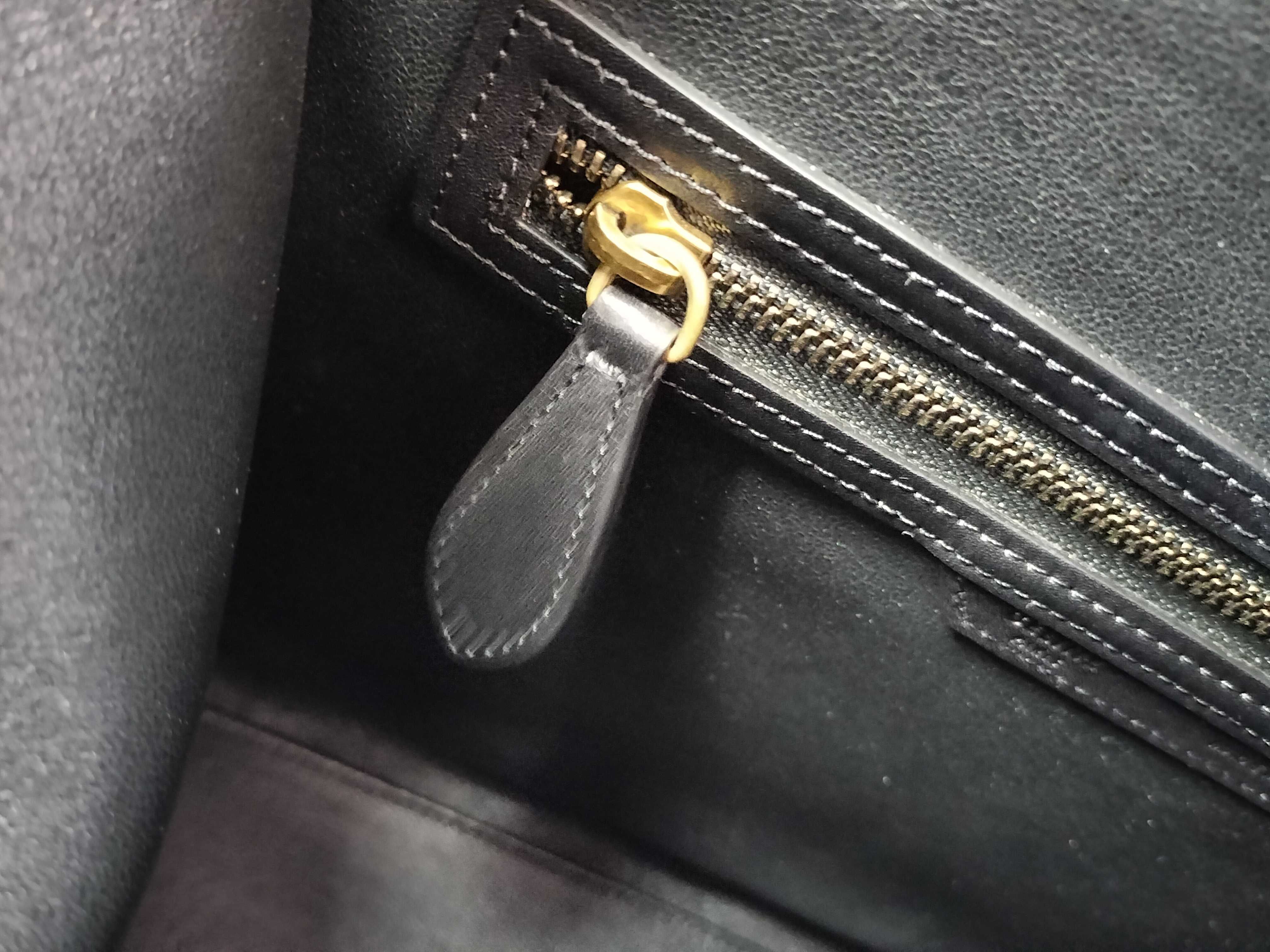 Luggage Mini Shopper Leather Handbag, Light Gray x Black — view 11
