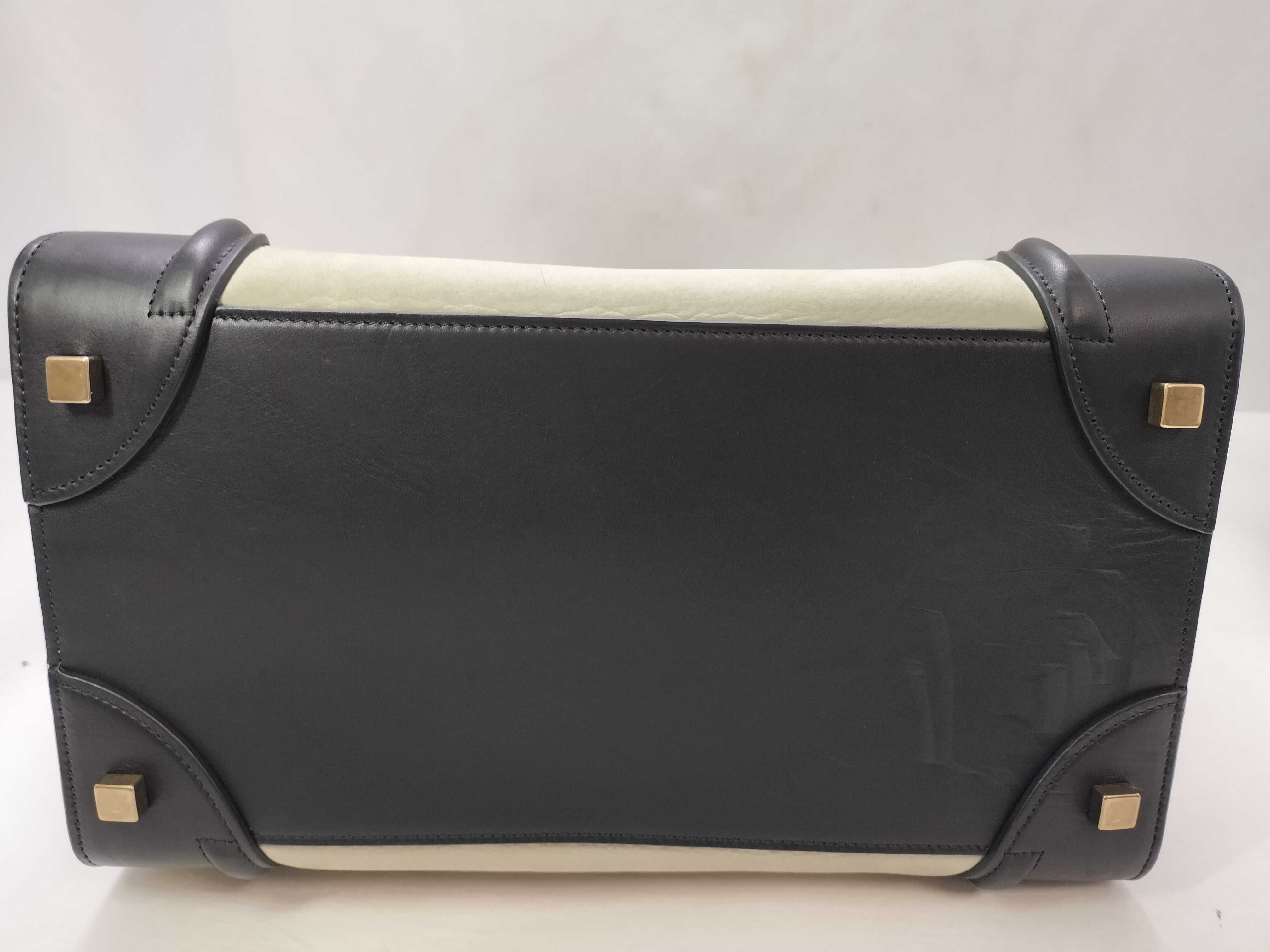 Luggage Mini Shopper Leather Handbag, Light Gray x Black — view 14
