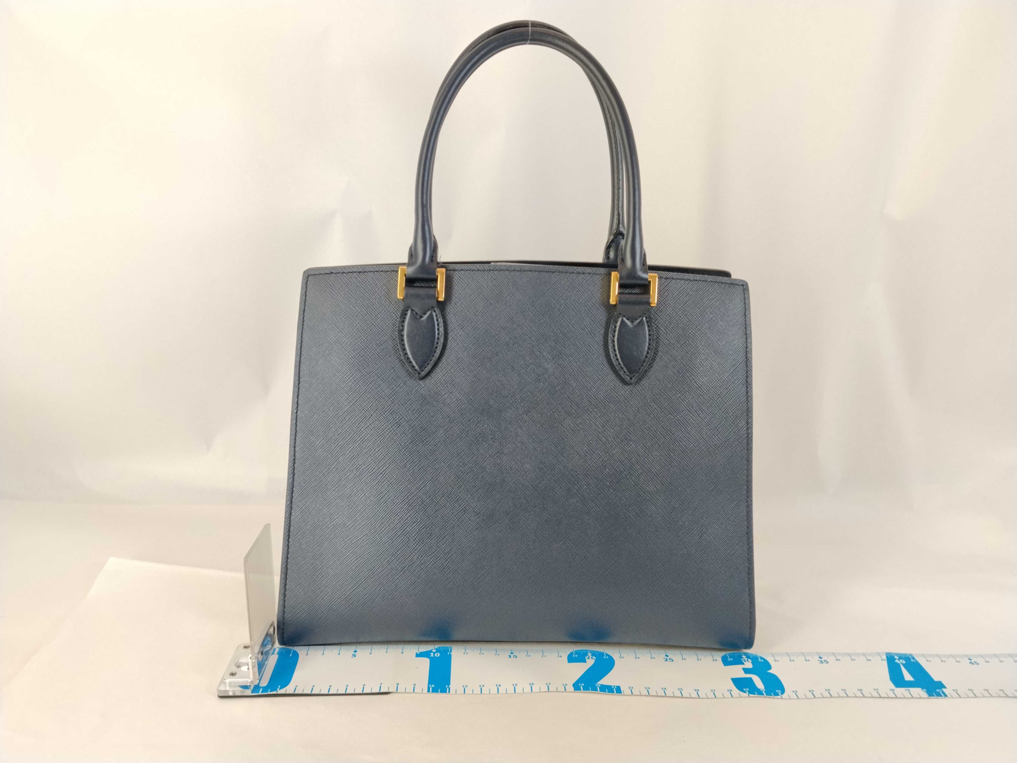 Saffiano Leather 2-Way Handbag Navy 1BA189 Handbag — view 2