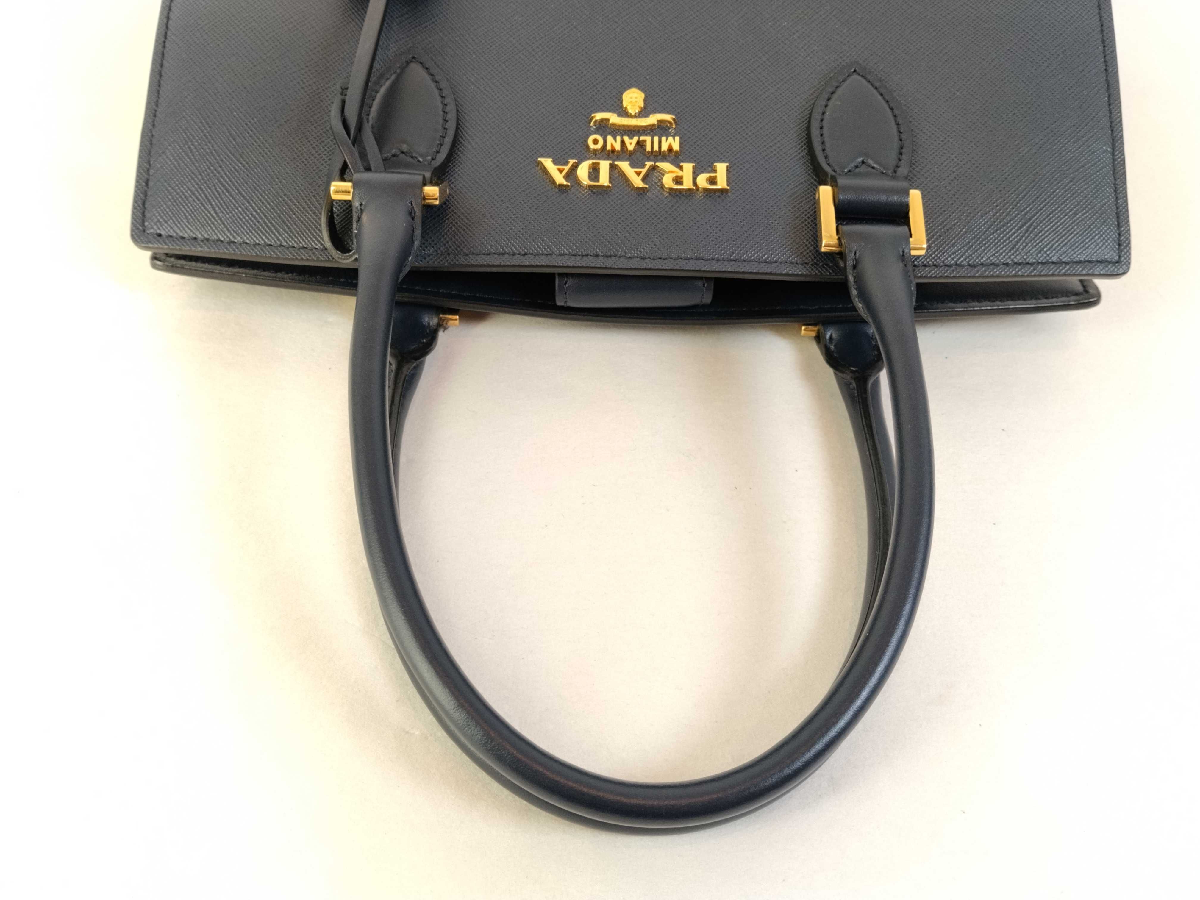 Saffiano Leather 2-Way Handbag Navy 1BA189 Handbag — view 3