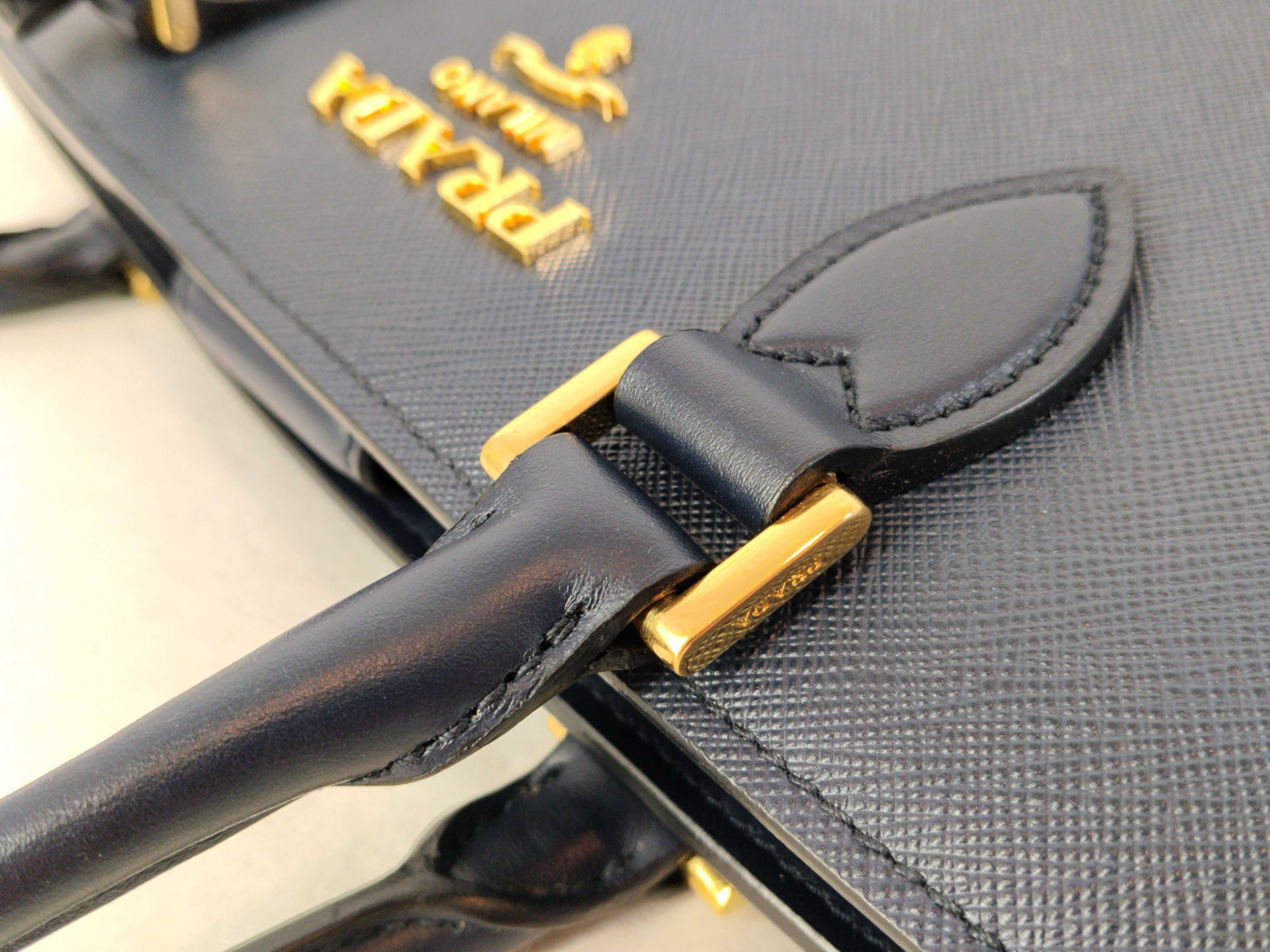 Saffiano Leather 2-Way Handbag Navy 1BA189 Handbag — view 5