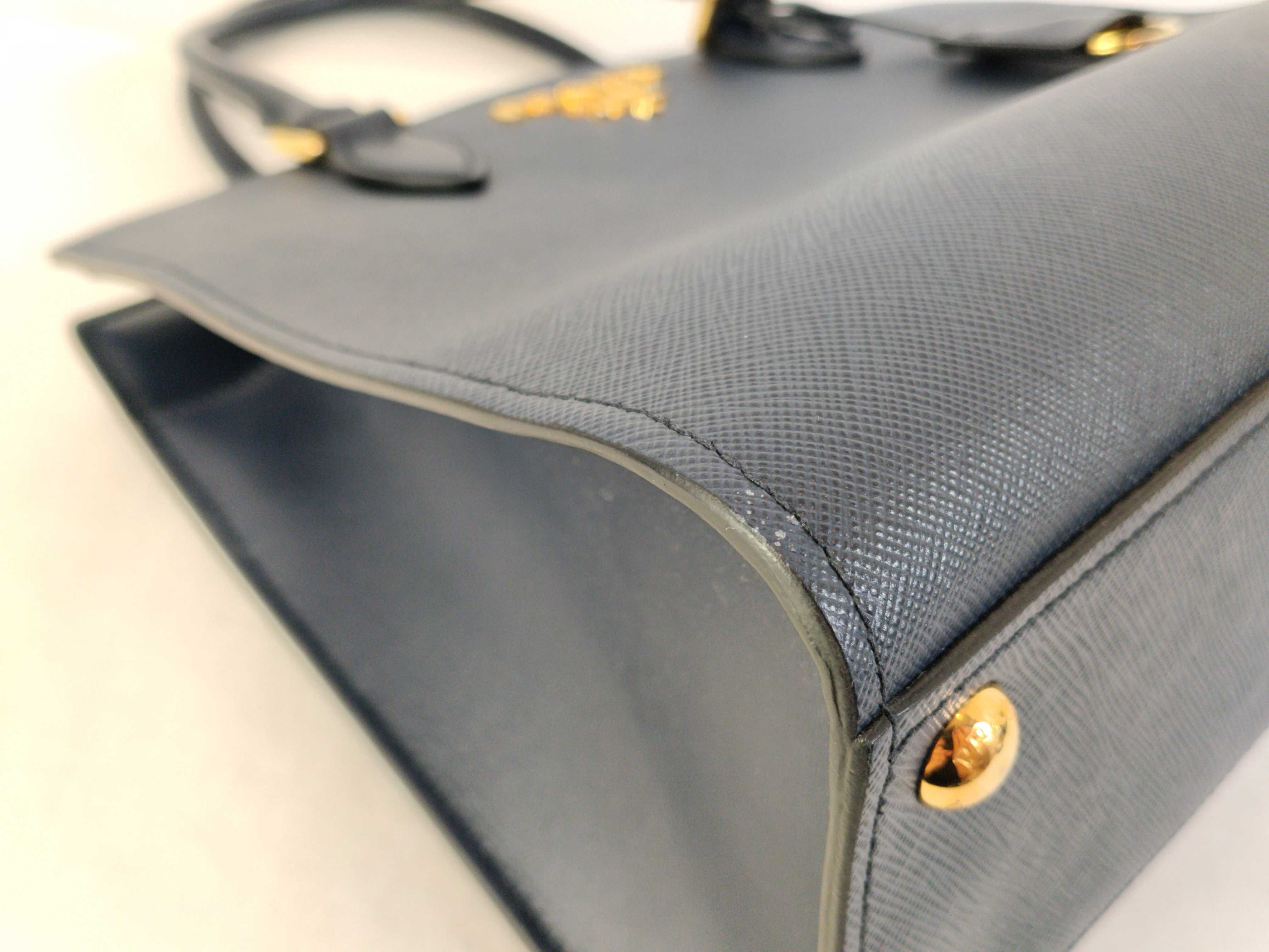 Saffiano Leather 2-Way Handbag Navy 1BA189 Handbag — view 6