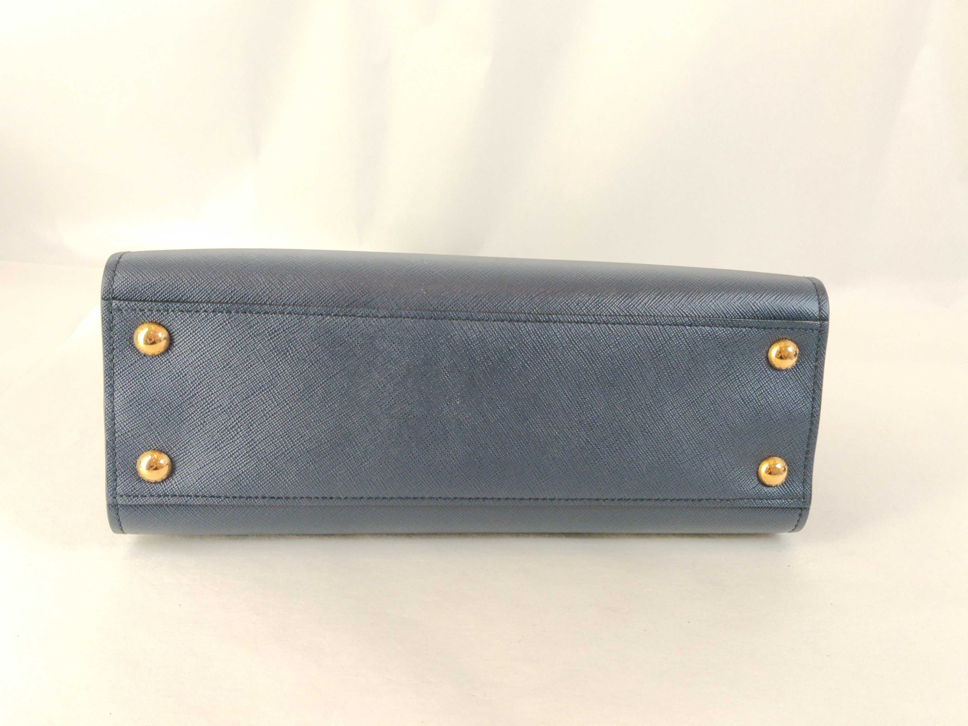 Saffiano Leather 2-Way Handbag Navy 1BA189 Handbag — view 7