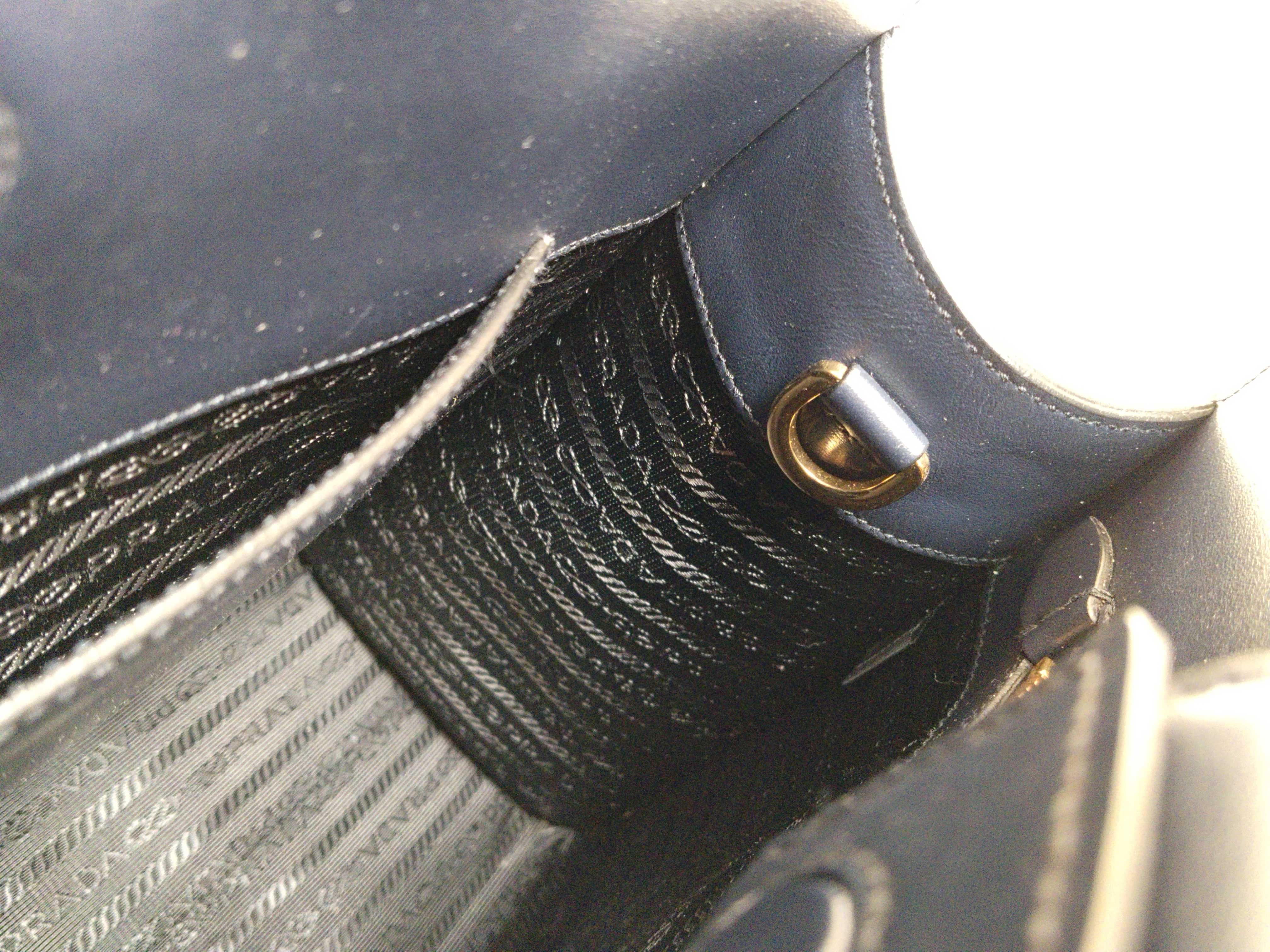 Saffiano Leather 2-Way Handbag Navy 1BA189 Handbag — view 9