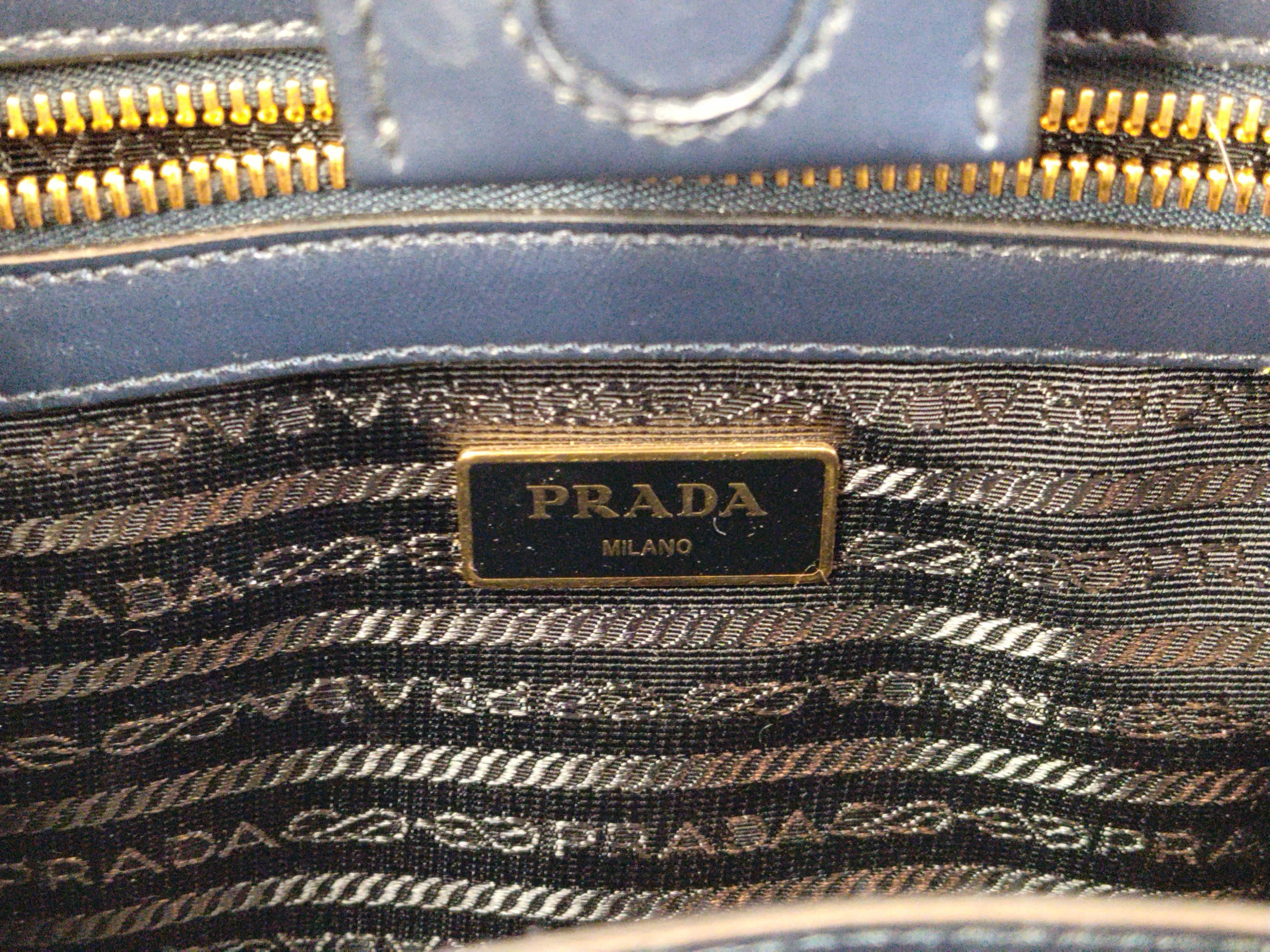 Saffiano Leather 2-Way Handbag Navy 1BA189 Handbag — view 10