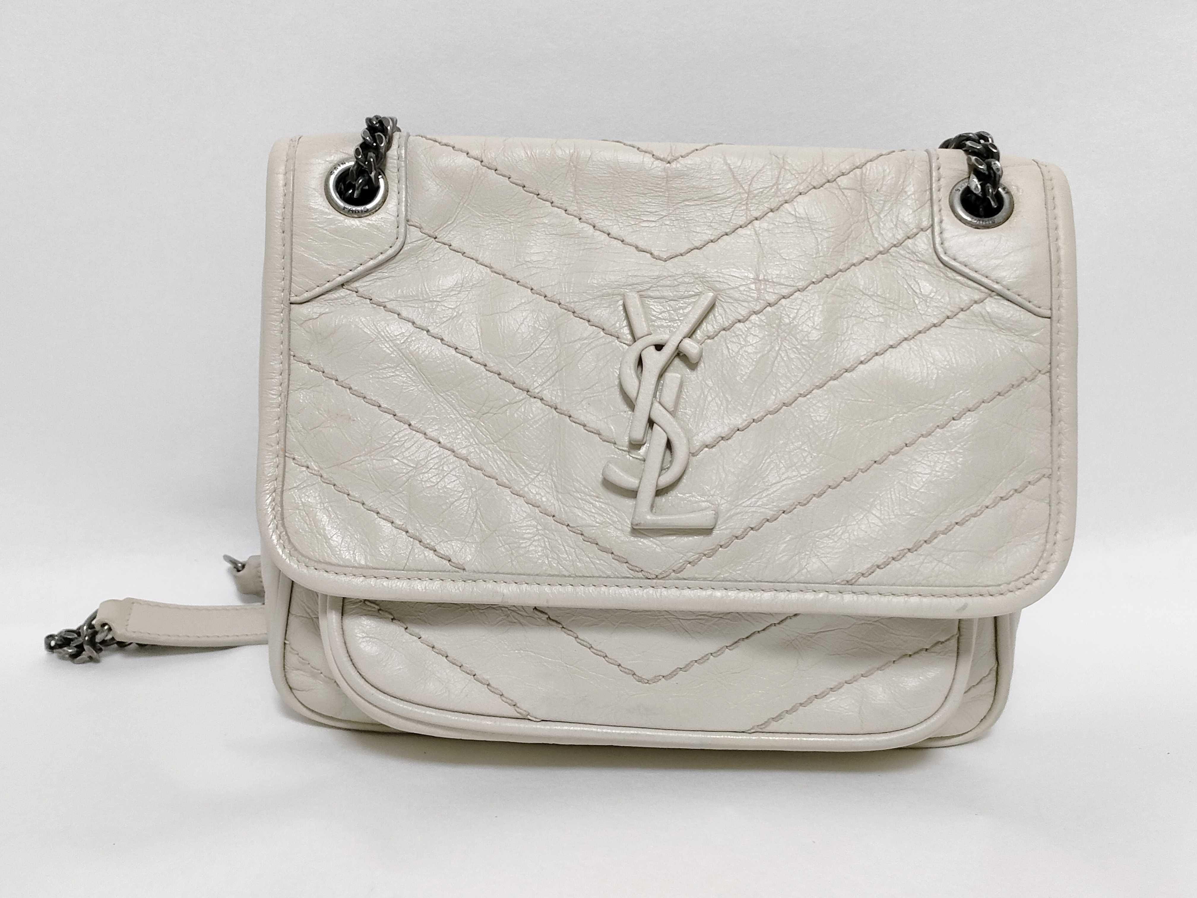 ID- Paris Niki Baby Leather Chain Shoulder Bag White 633160 Shoulder Bag