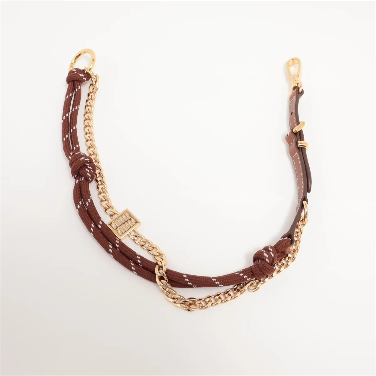 5TL510 Bag Charm Fabric x Leather x GP Brown — view 2