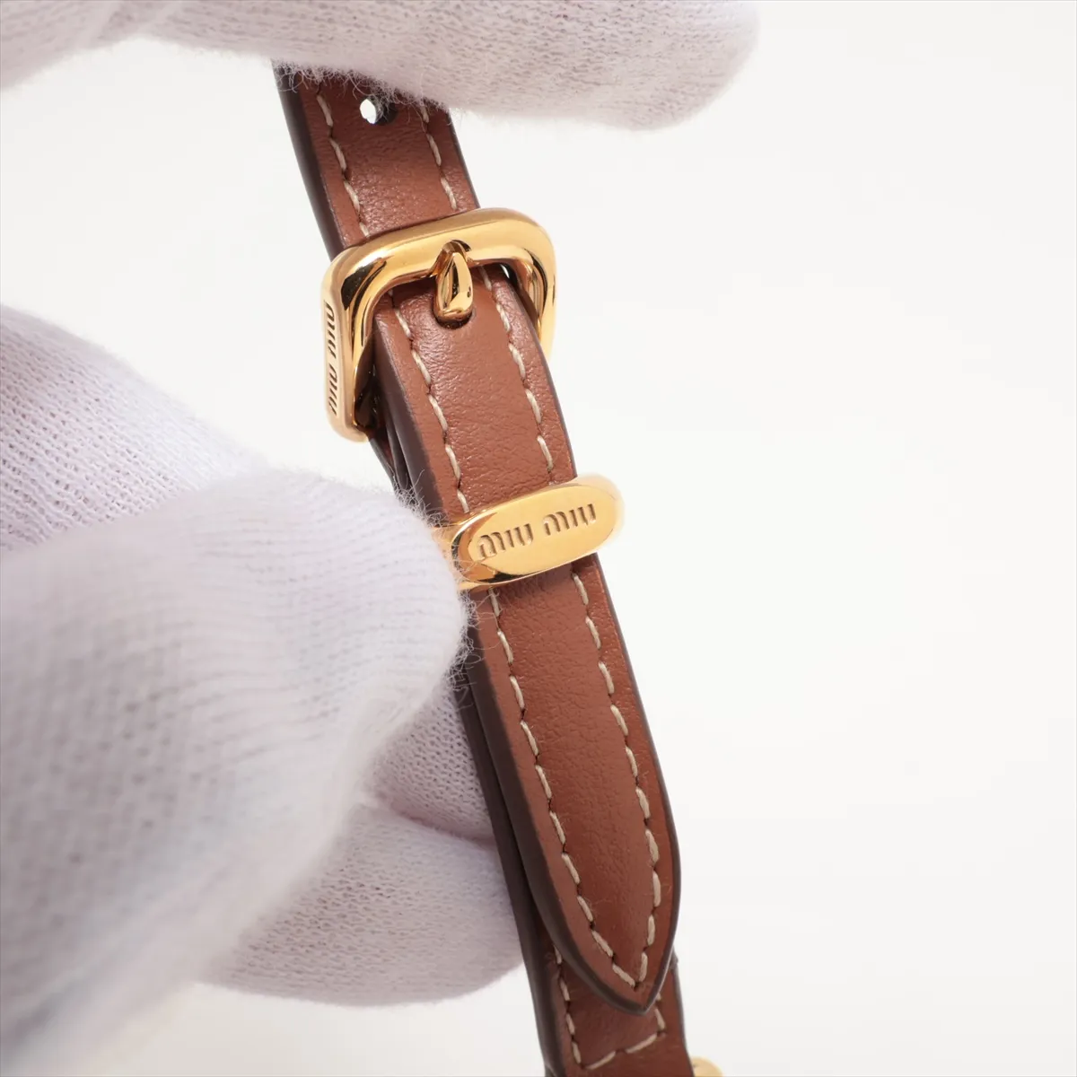 5TL510 Bag Charm Fabric x Leather x GP Brown — view 3