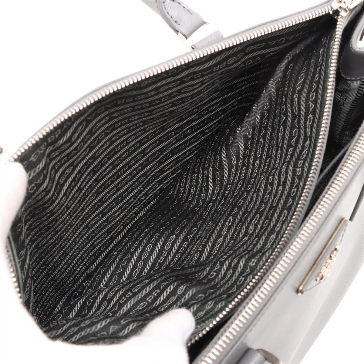 Saffiano Galleria Leather 2WAY Handbag Gray BN2274 Bearer Guarantee — view 9