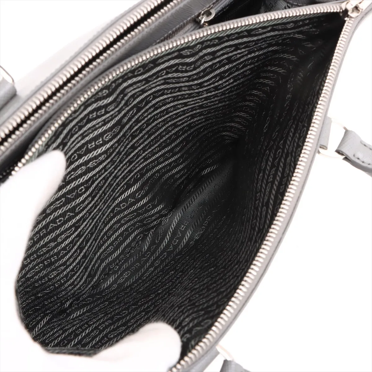 Saffiano Galleria Leather 2WAY Handbag Gray BN2274 Bearer Guarantee — view 10
