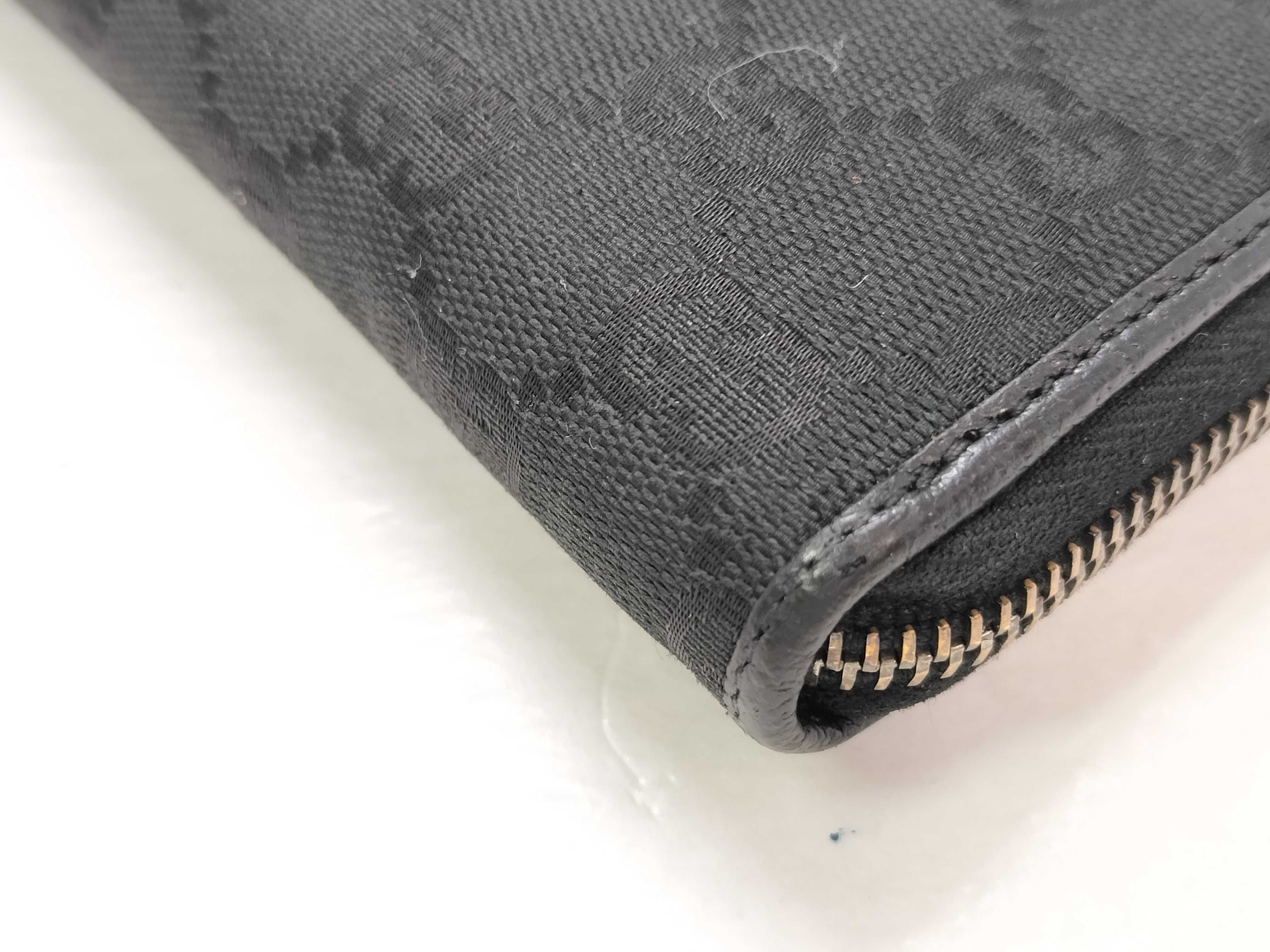 GG Canvas Leather Round Long Wallet, Black, Serial Number — view 3