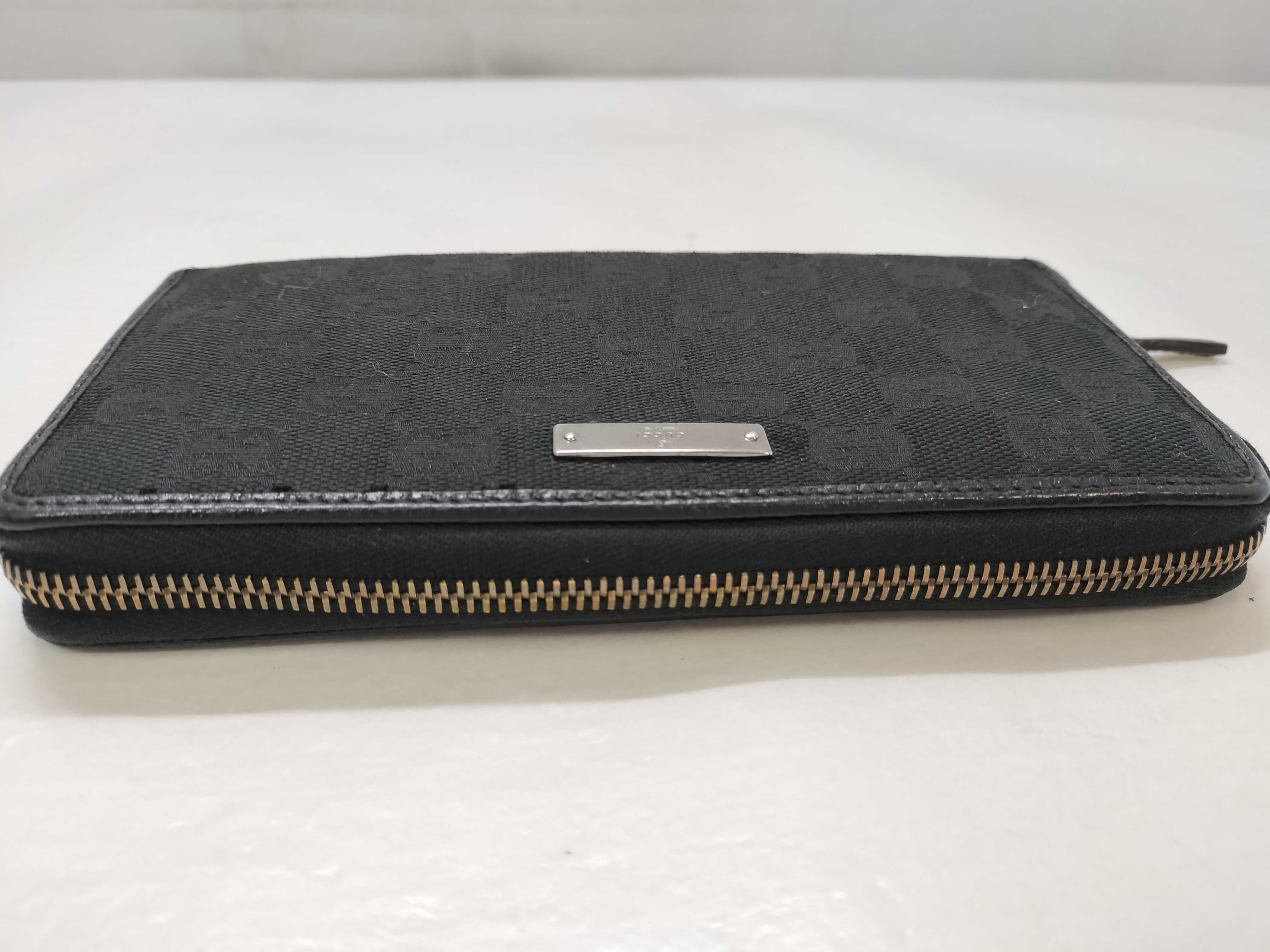 GG Canvas Leather Round Long Wallet, Black, Serial Number — view 6