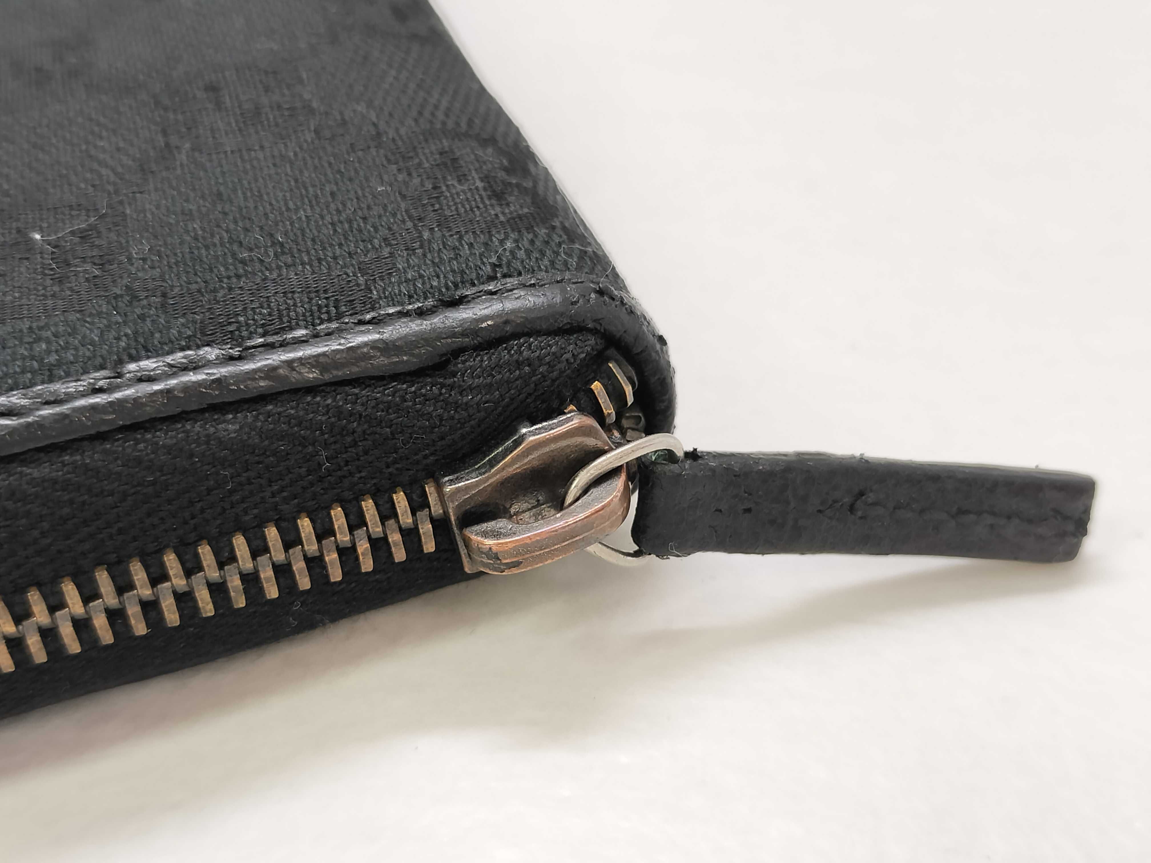 GG Canvas Leather Round Long Wallet, Black, Serial Number — view 7