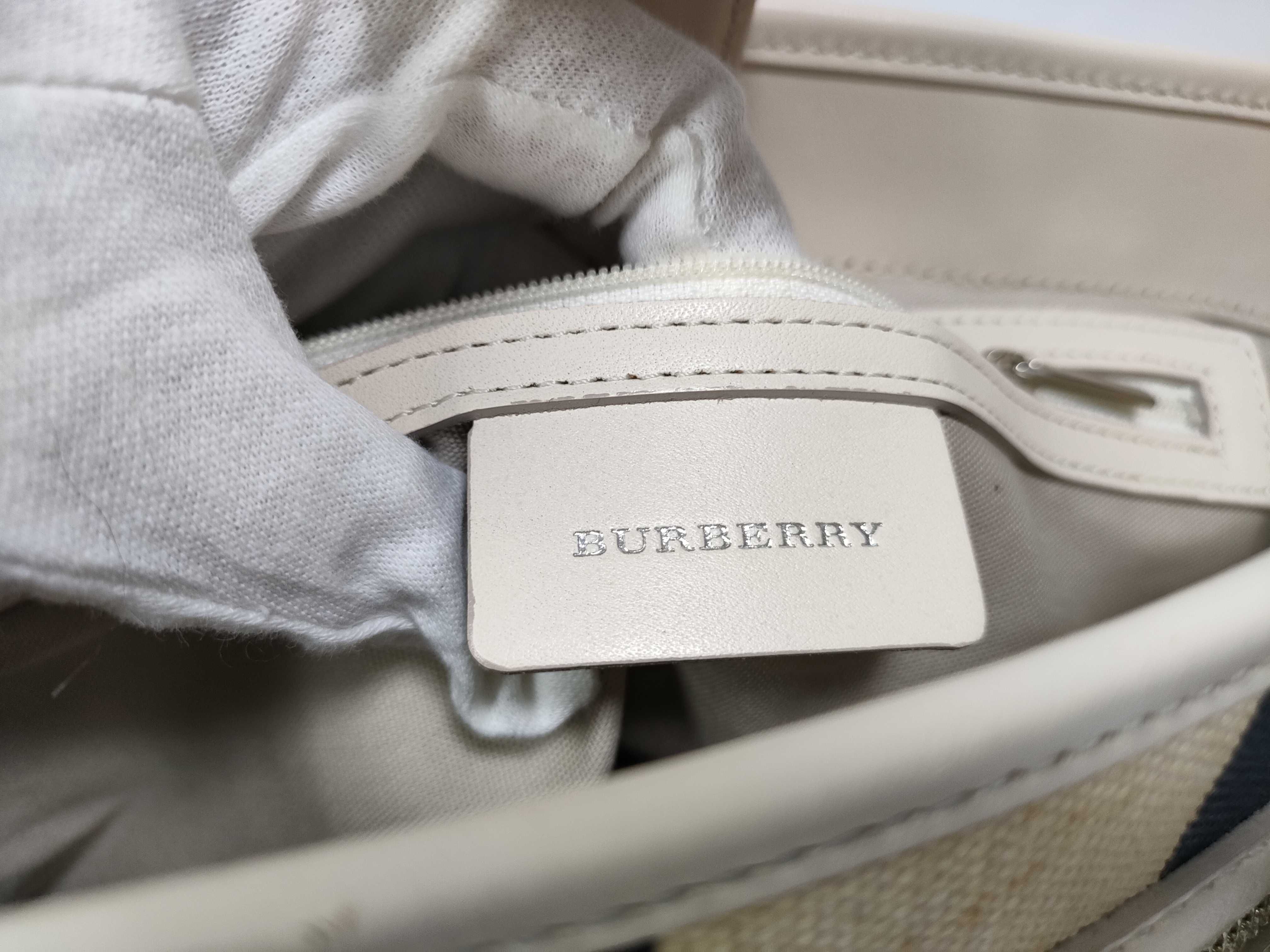 Striped Canvas Handbag, Navy x Ivory — view 15