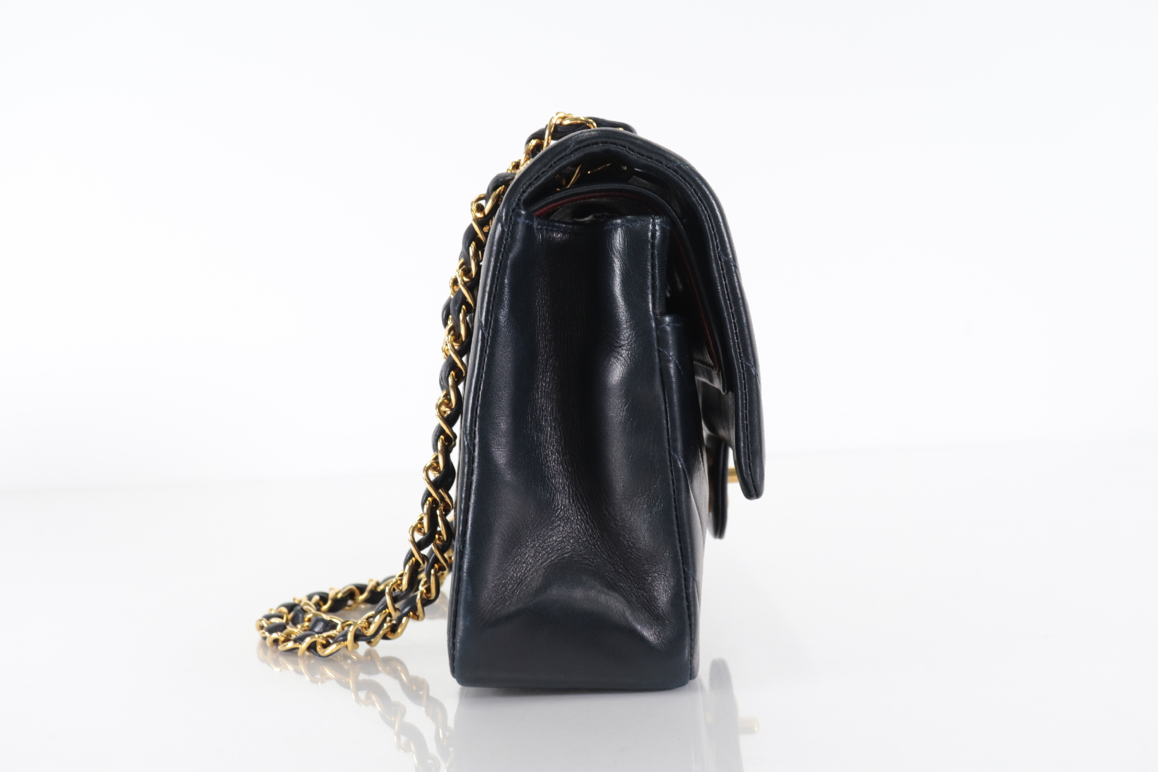 W-Flap 25 Chevron Lambskin Navy Shoulder Bag (Serial Number 2) — view 4