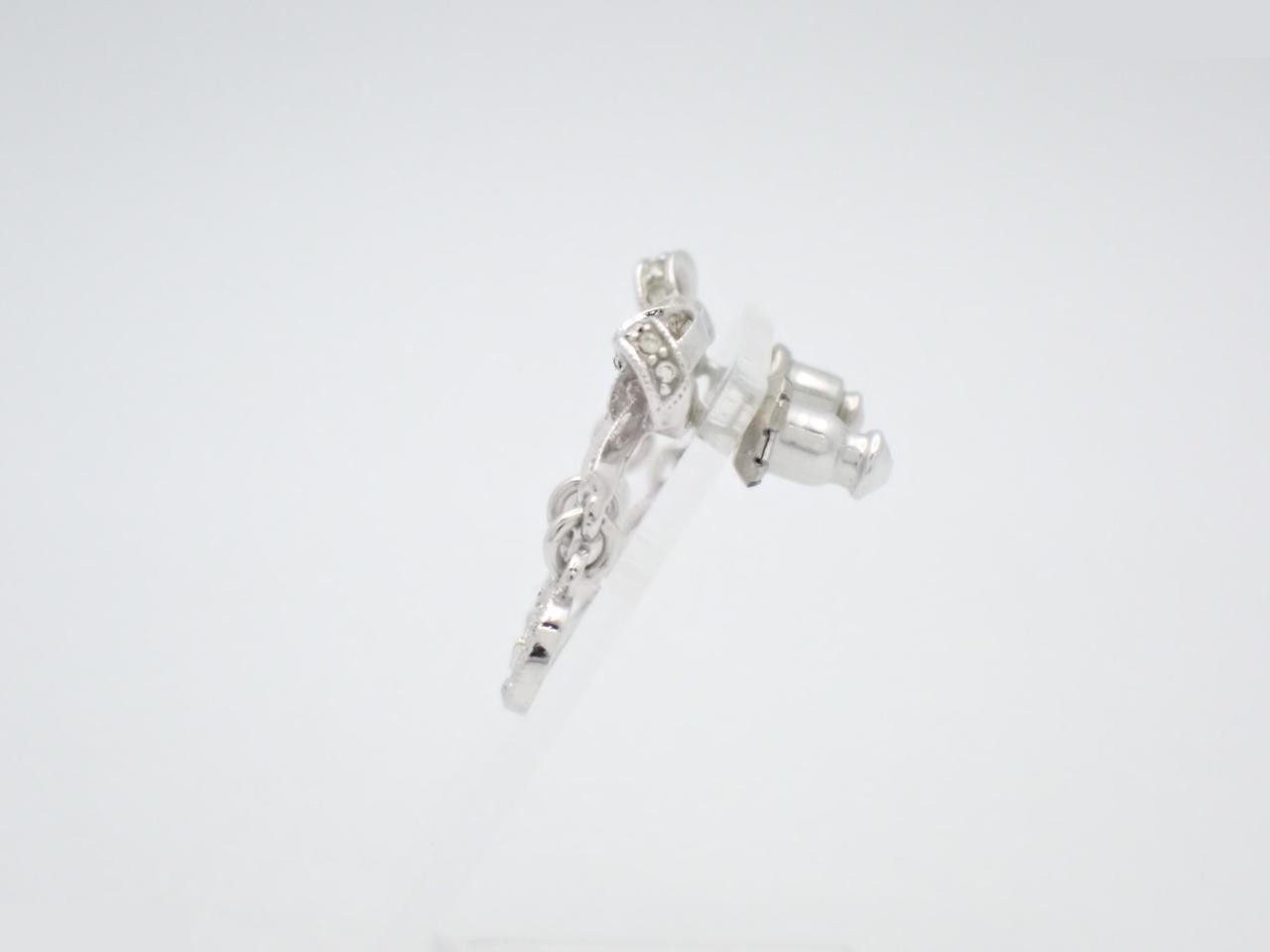 Ribbon CD logo rhinestone earrings — view 3