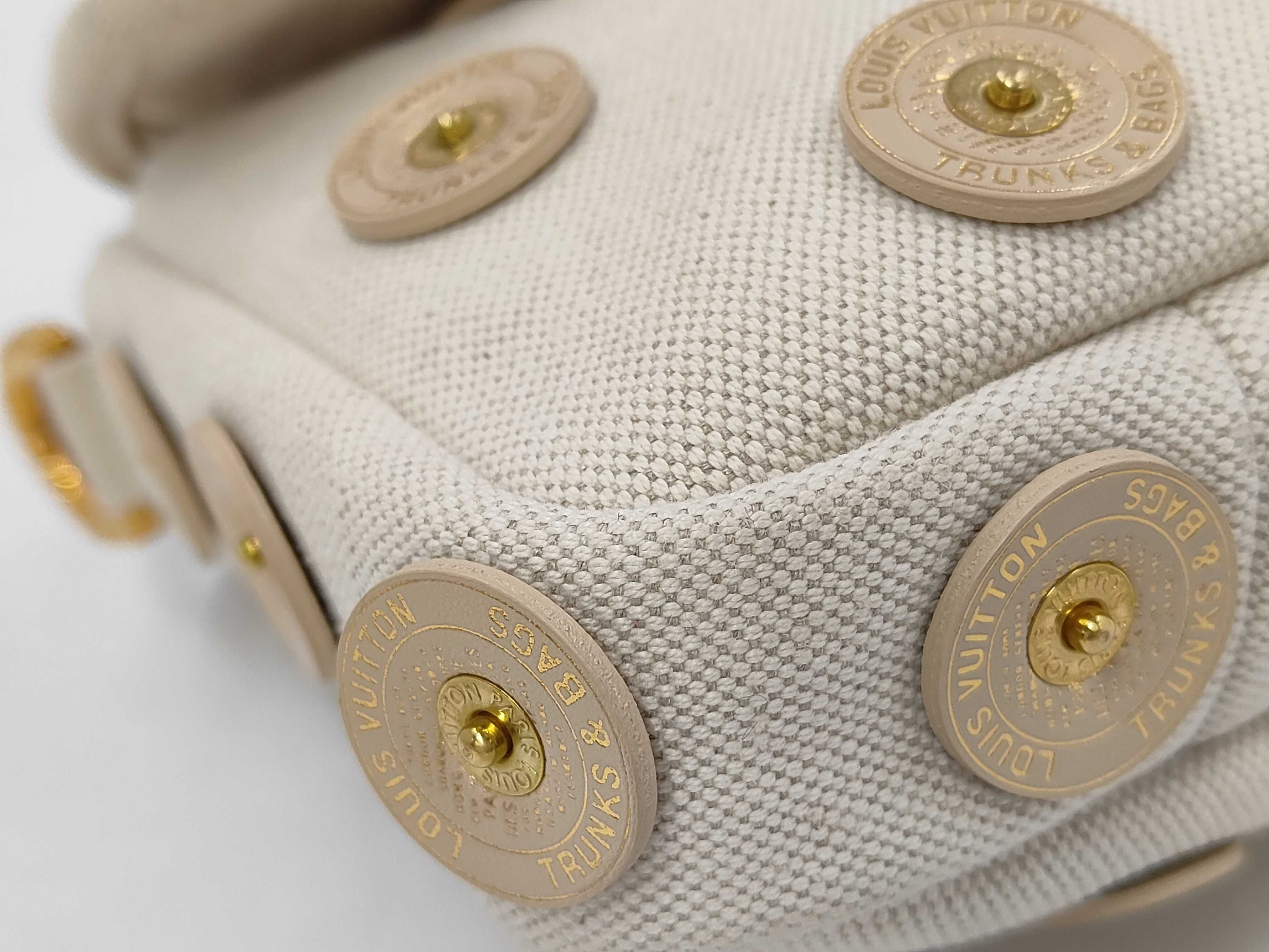 Polka Dots Panama Canvas/Leather Beige Men's Handbag 95407MB2017 — view 6