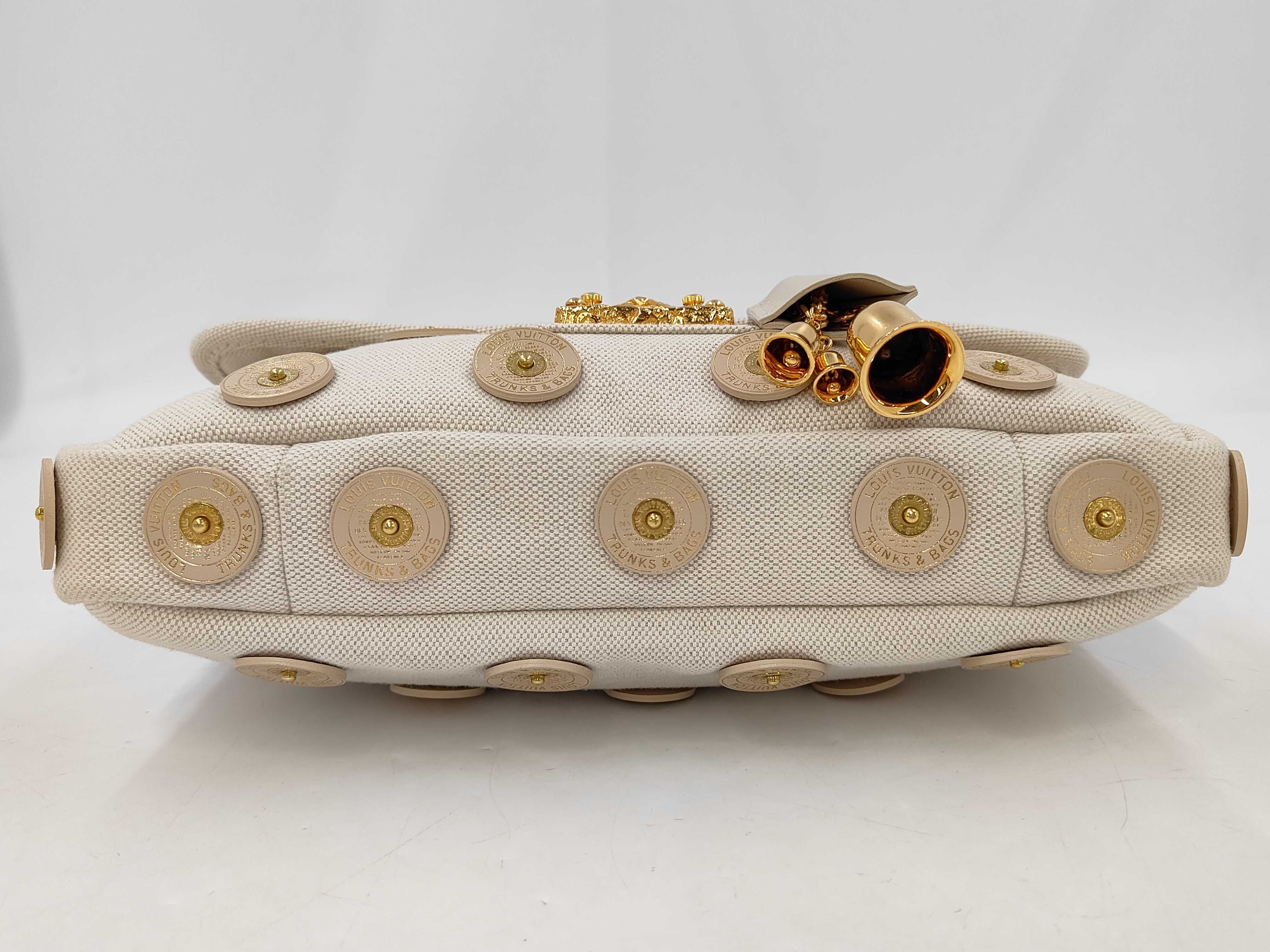 Polka Dots Panama Canvas/Leather Beige Men's Handbag 95407MB2017 — view 7