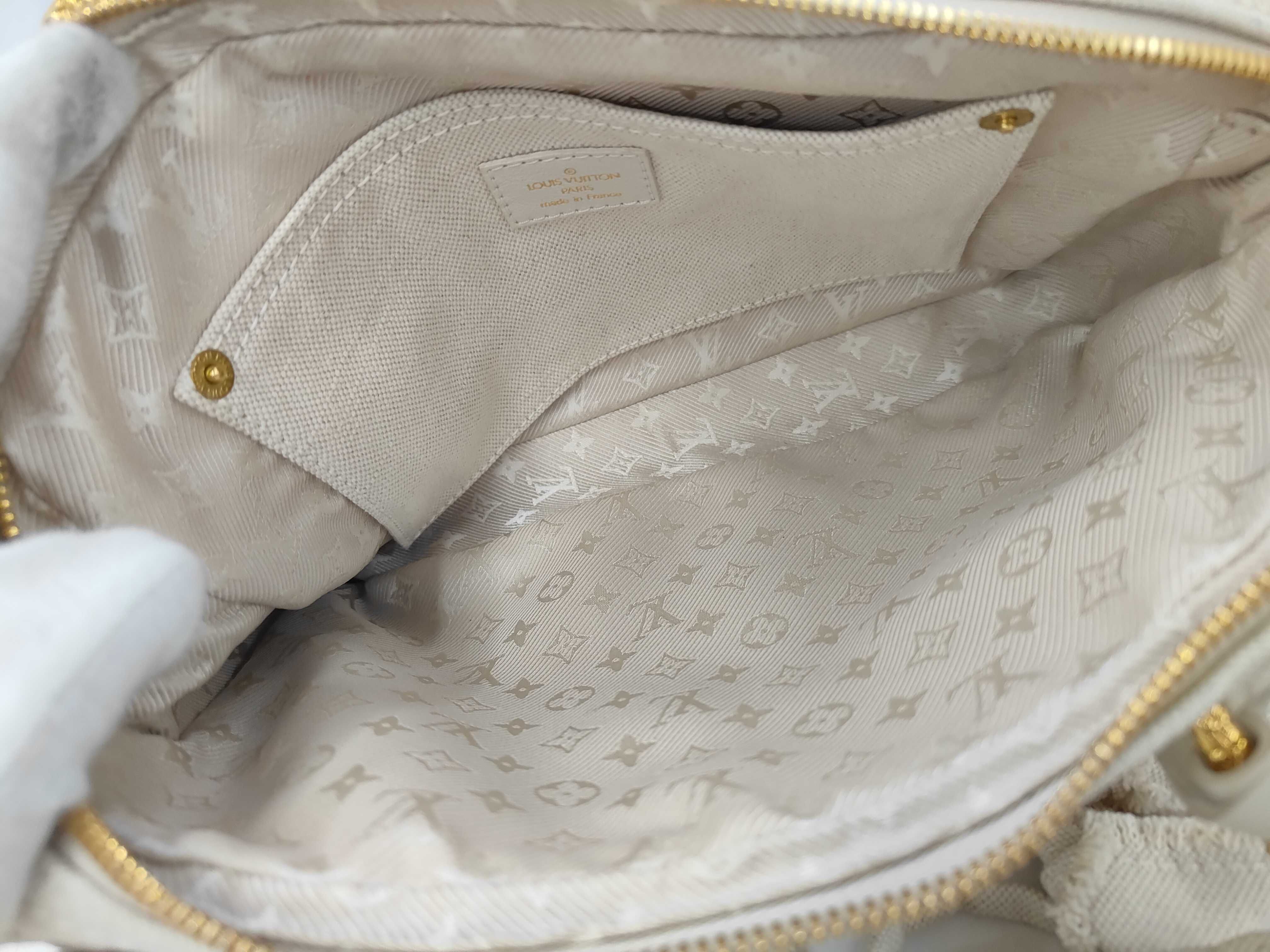 Polka Dots Panama Canvas/Leather Beige Men's Handbag 95407MB2017 — view 9