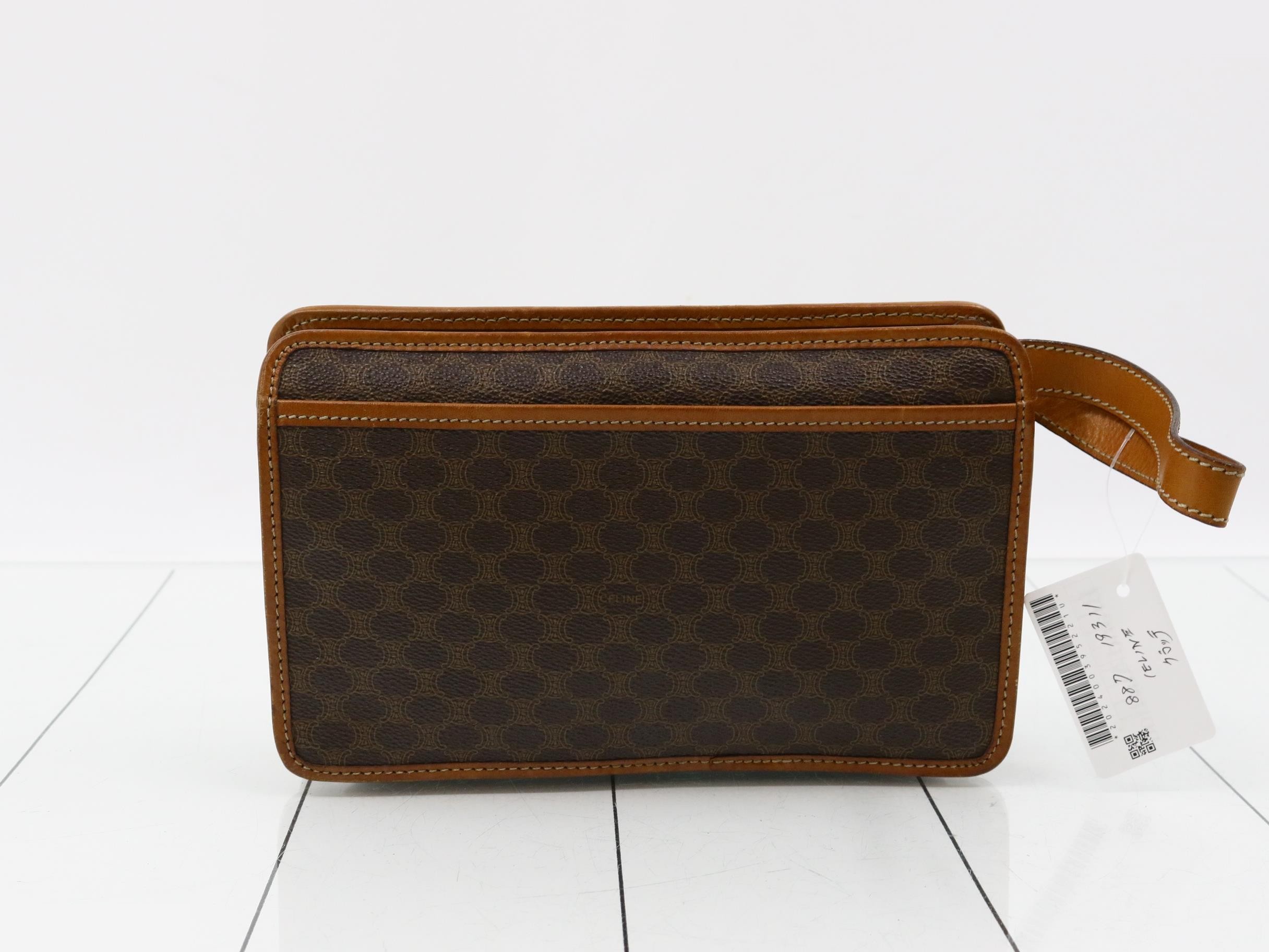 Macadam Clutch Bag, PVC/Leather, Brown — view 2