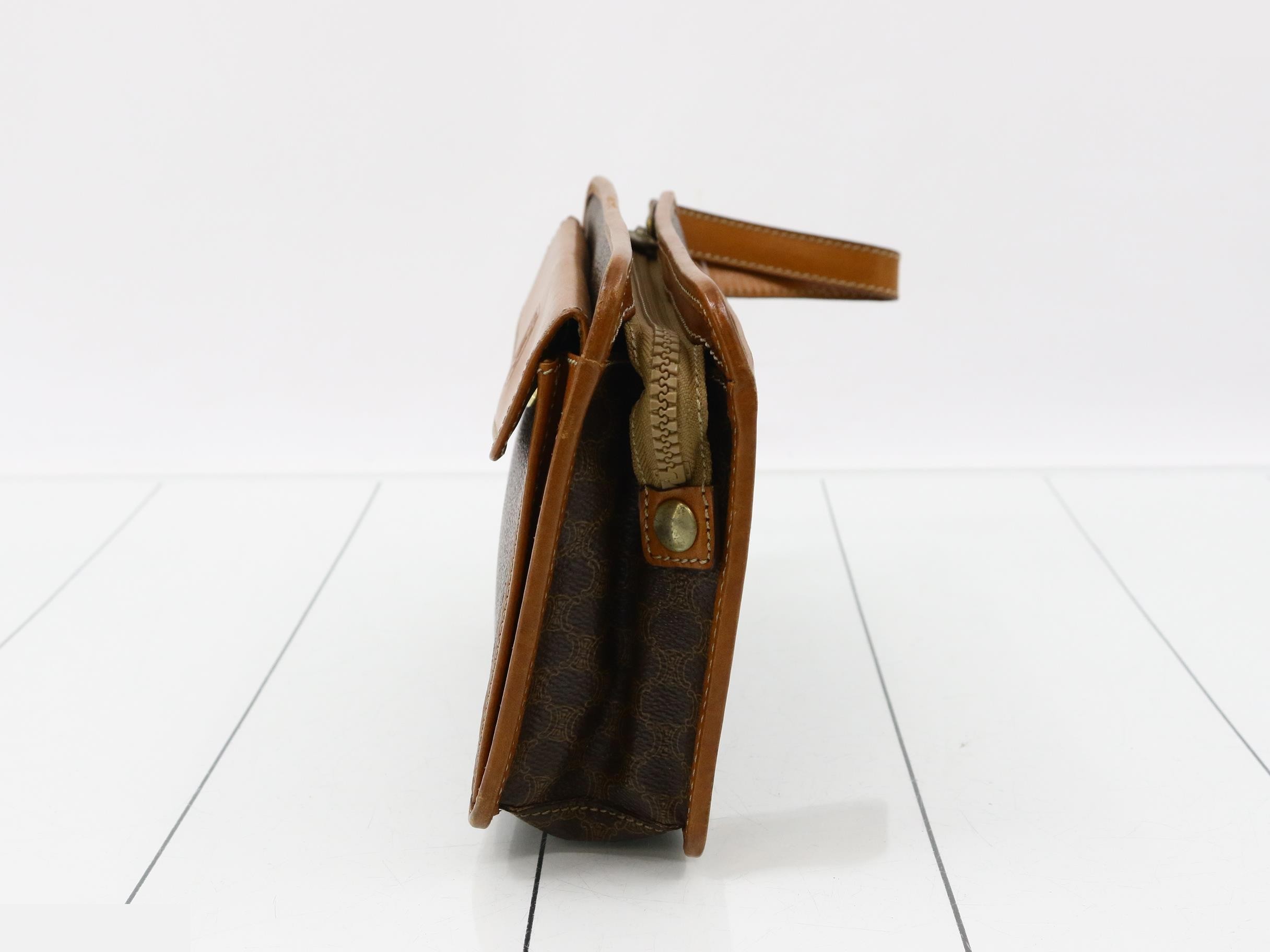 Macadam Clutch Bag, PVC/Leather, Brown — view 3