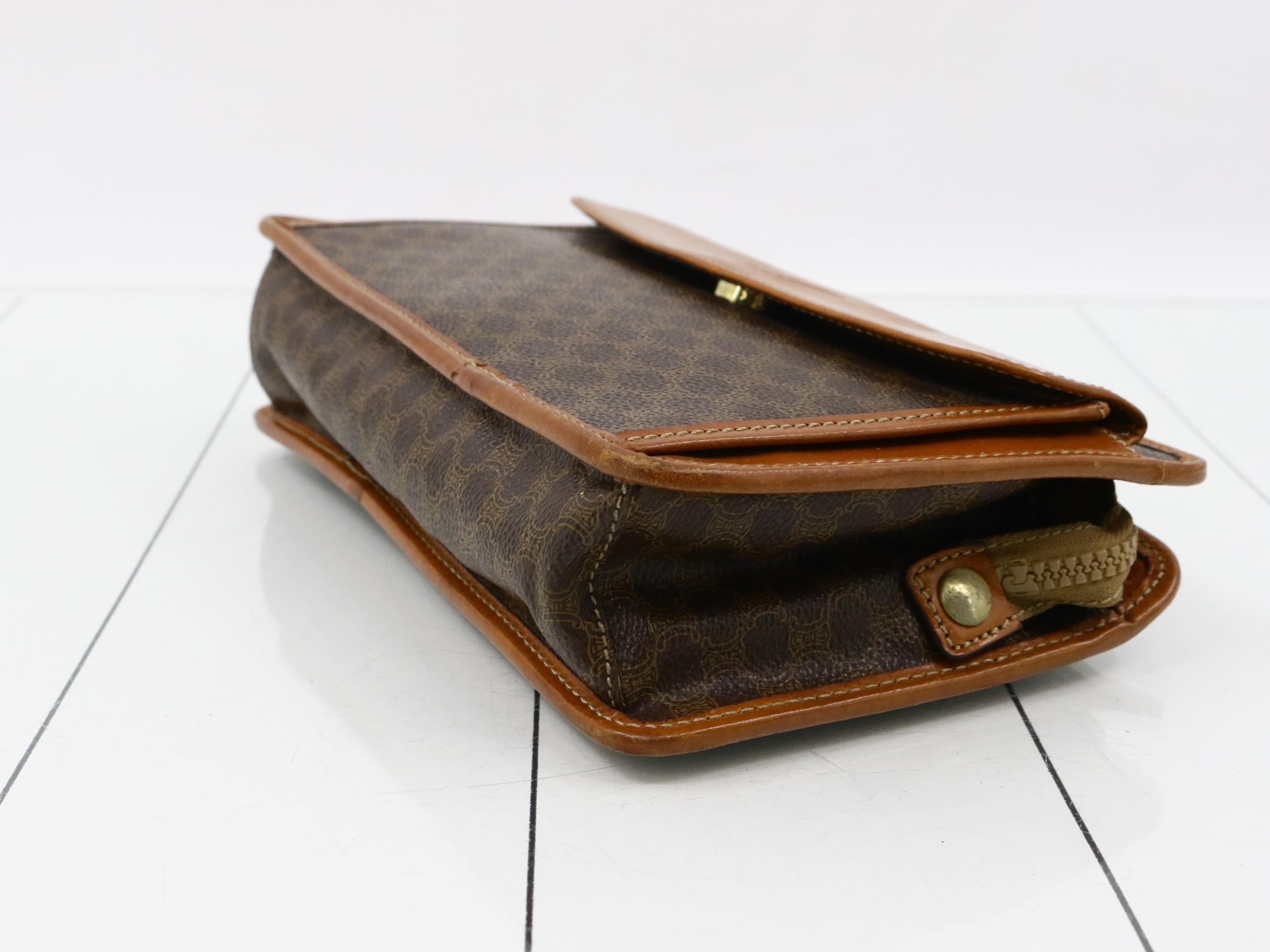 Macadam Clutch Bag, PVC/Leather, Brown — view 6