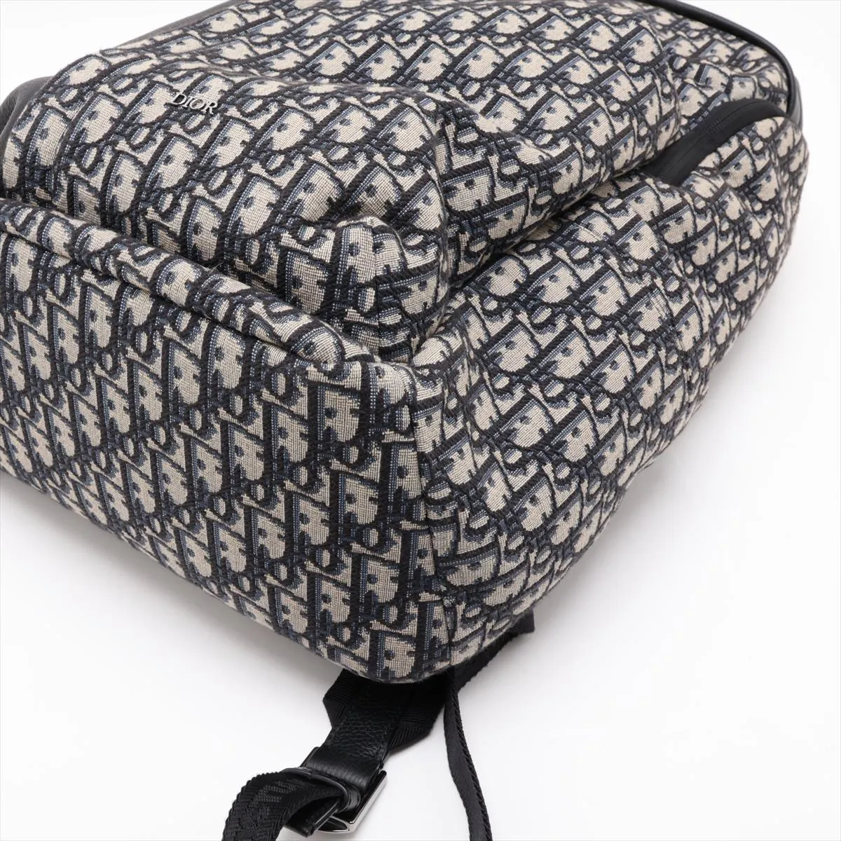 Oblique Canvas x Leather Backpack/Rucksack, Navy with Star Mark — view 3