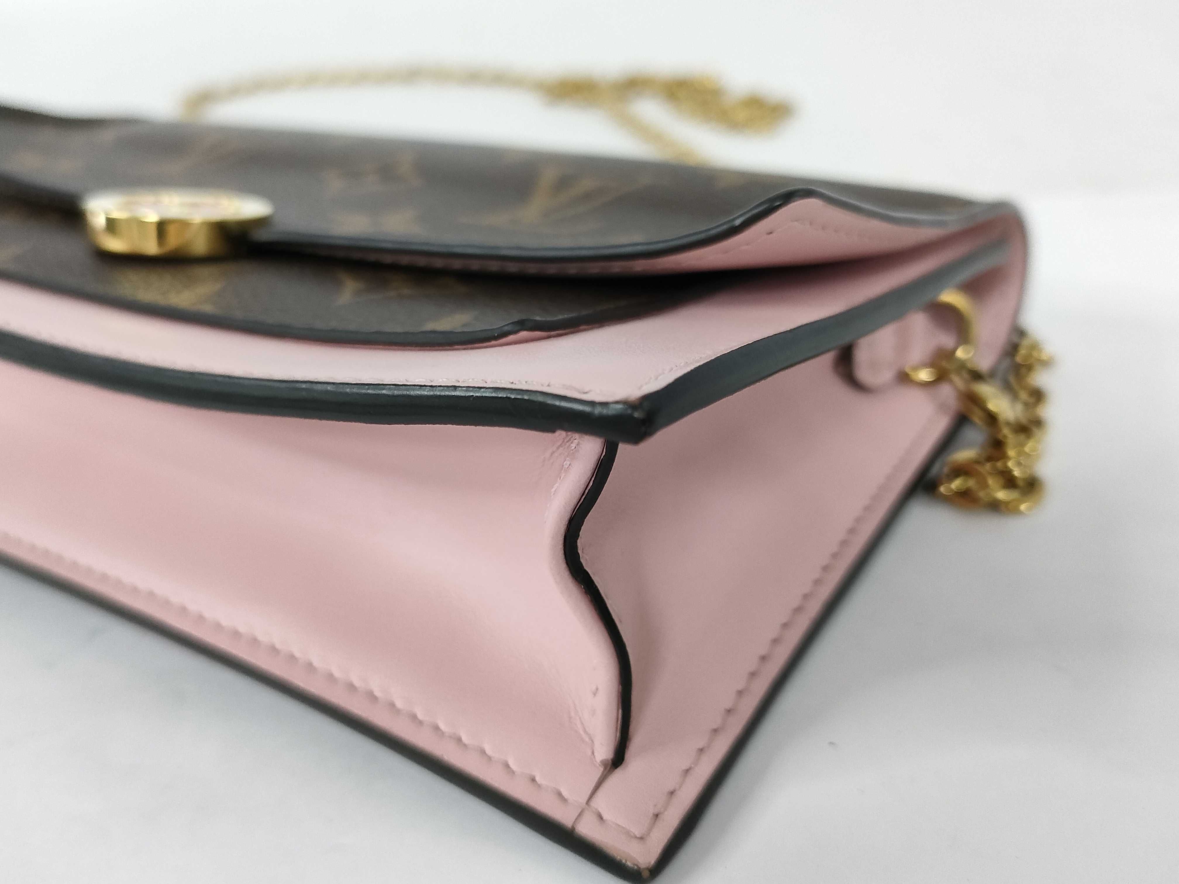 Monogram Louis Vuitton Chain Wallet Portefeuille Flore Chain Monogram Rose Ballerine Shoulder Bag — view 6