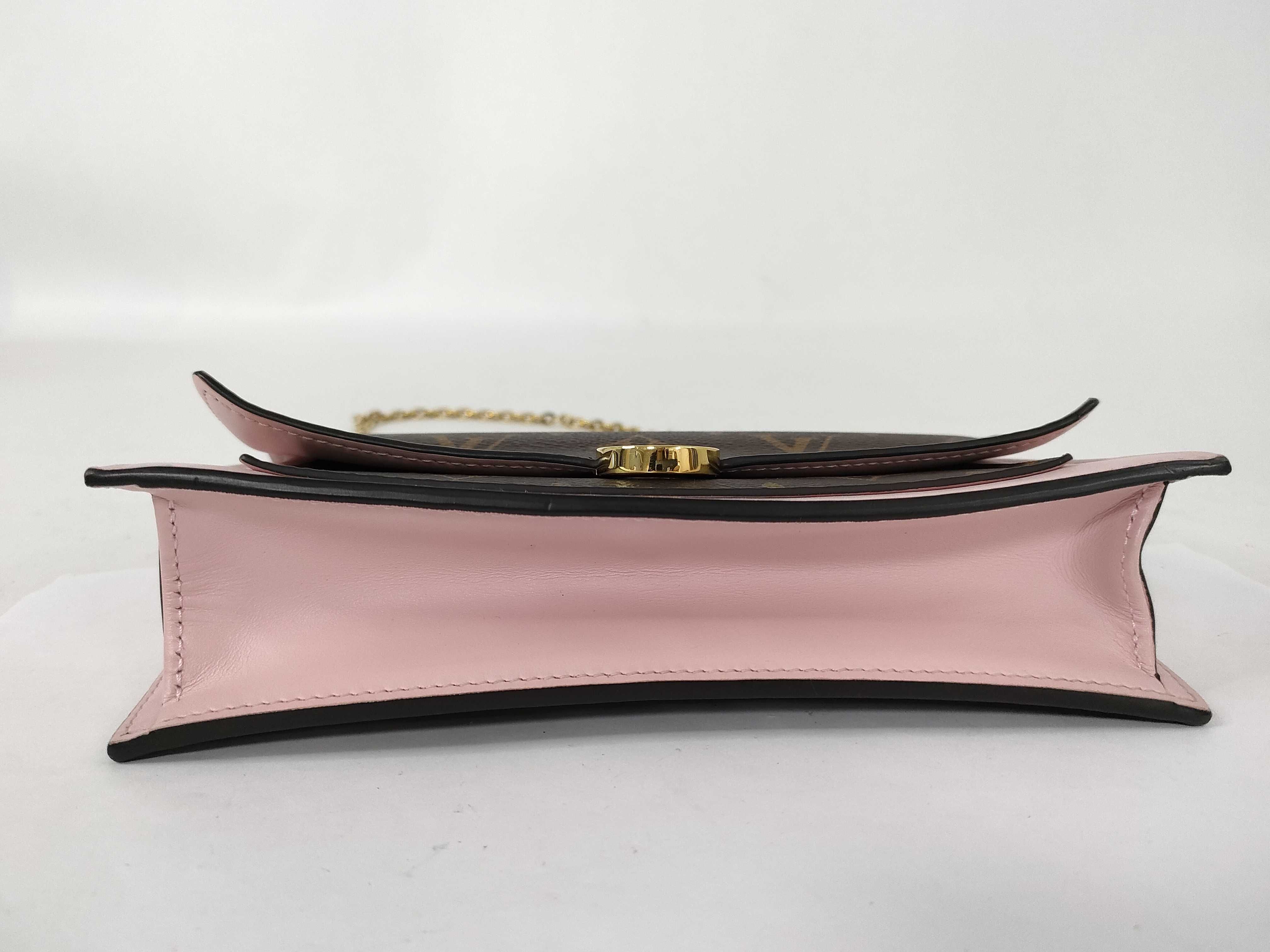 Monogram Louis Vuitton Chain Wallet Portefeuille Flore Chain Monogram Rose Ballerine Shoulder Bag — view 7