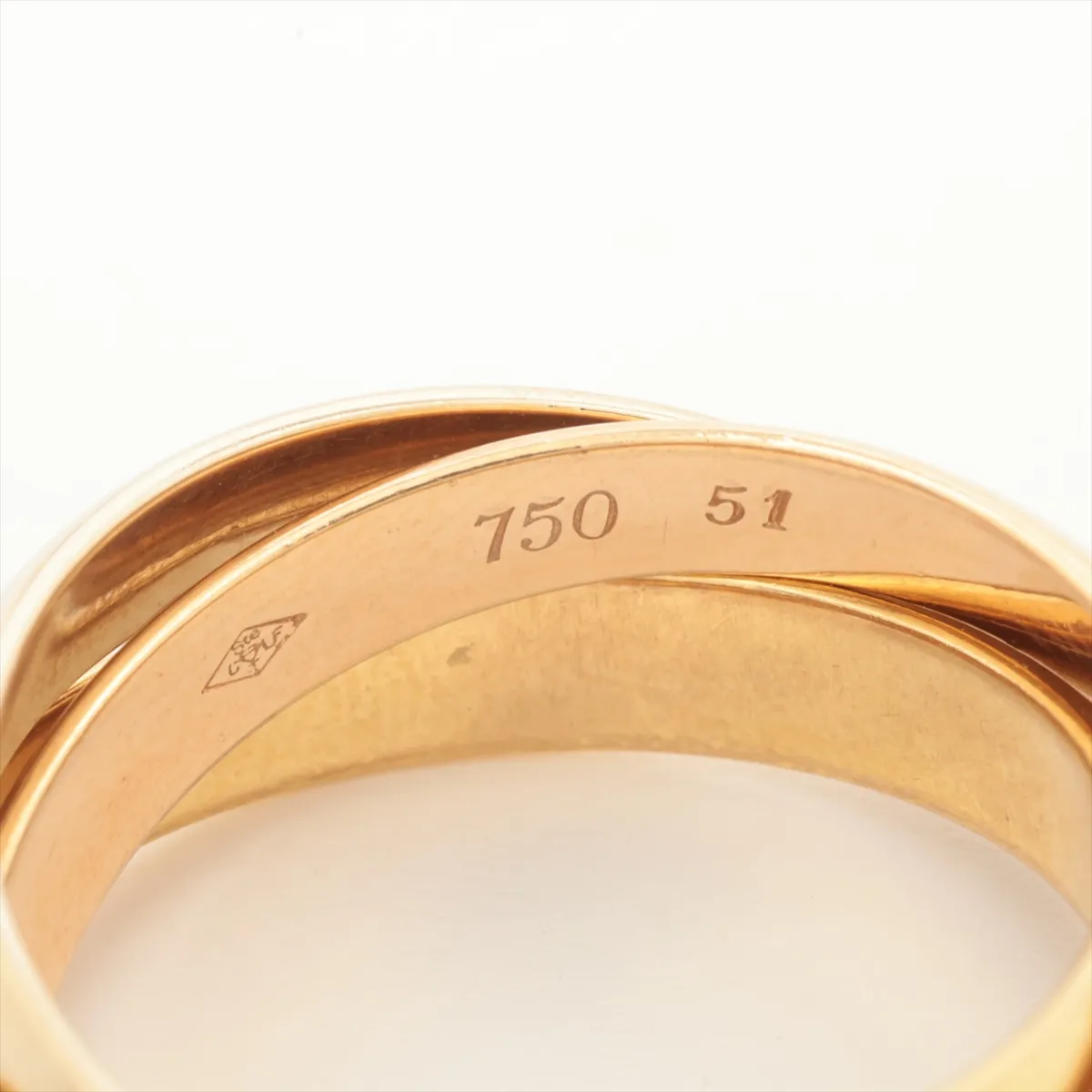 Trinity Ring 750 (Yellow Gold x Pink Gold x White Gold) 7.7g Size 51 A8445X Hallmark fading — view 3