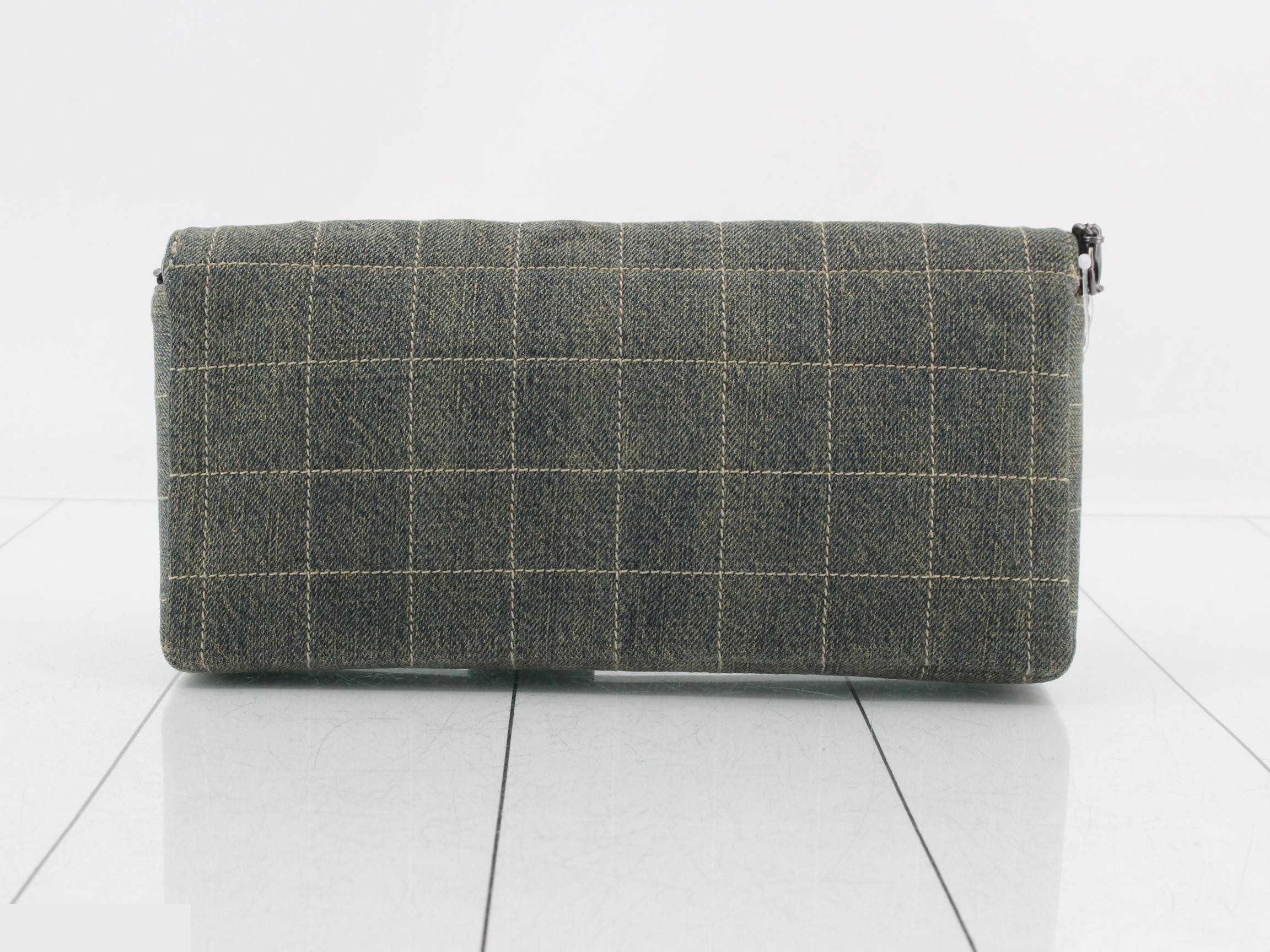 Chocolate bar turn-lock denim chain shoulder bag — view 2