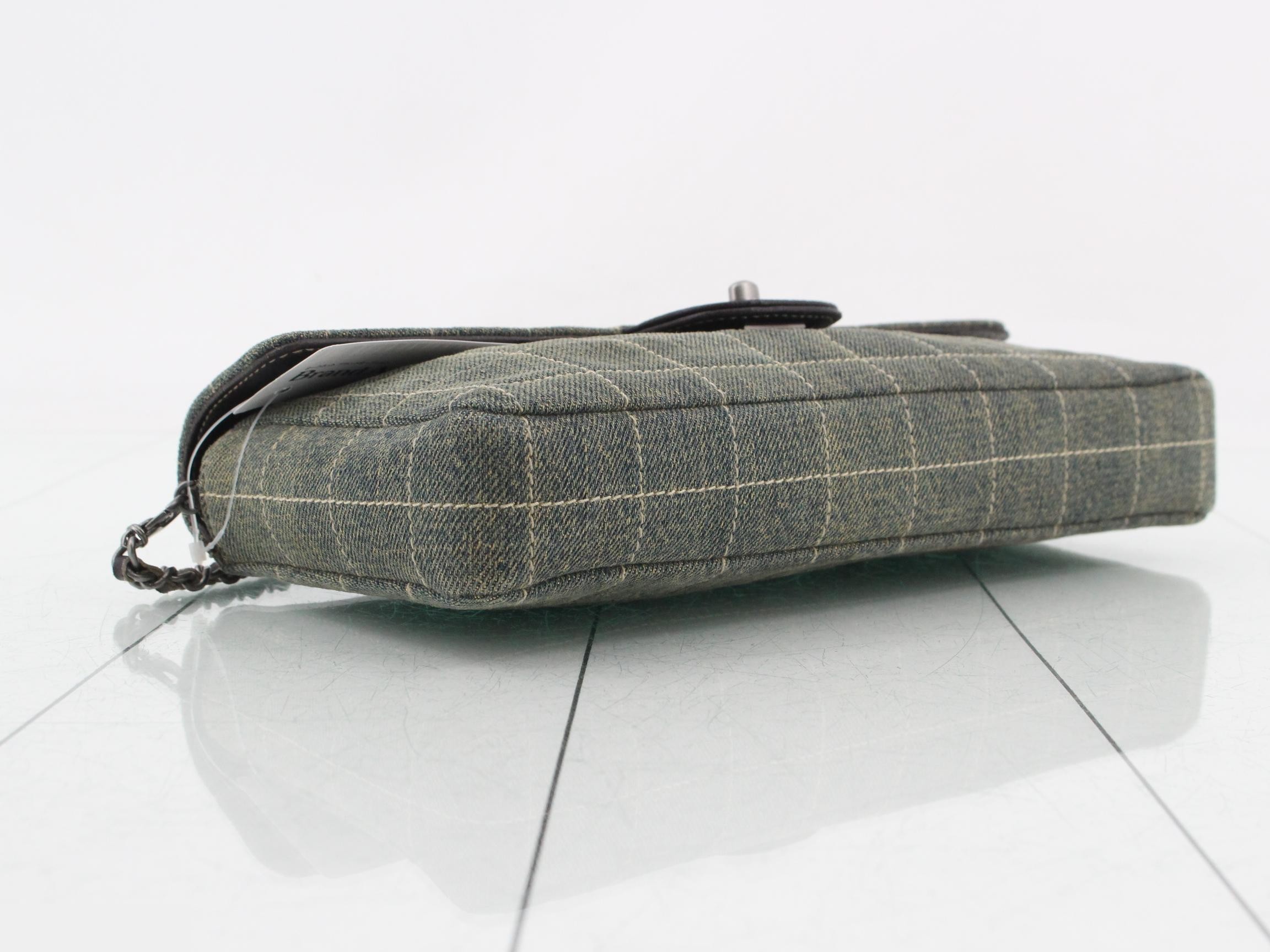 Chocolate bar turn-lock denim chain shoulder bag — view 5