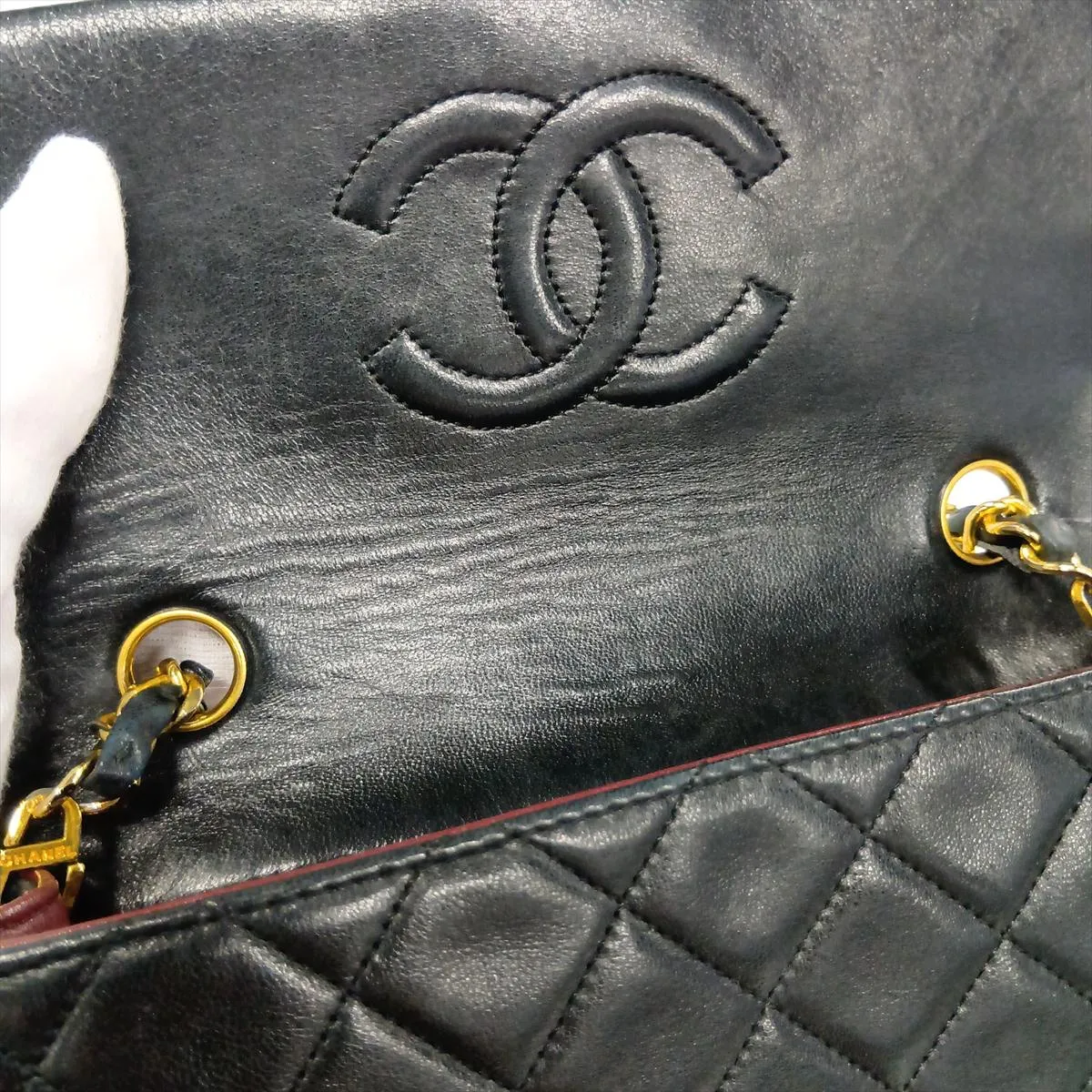 Mini Matelassé 20 Lambskin Single Flap Single Chain Bag, Black with Gold Hardware, 1405829, Series 1, A69900 — view 13