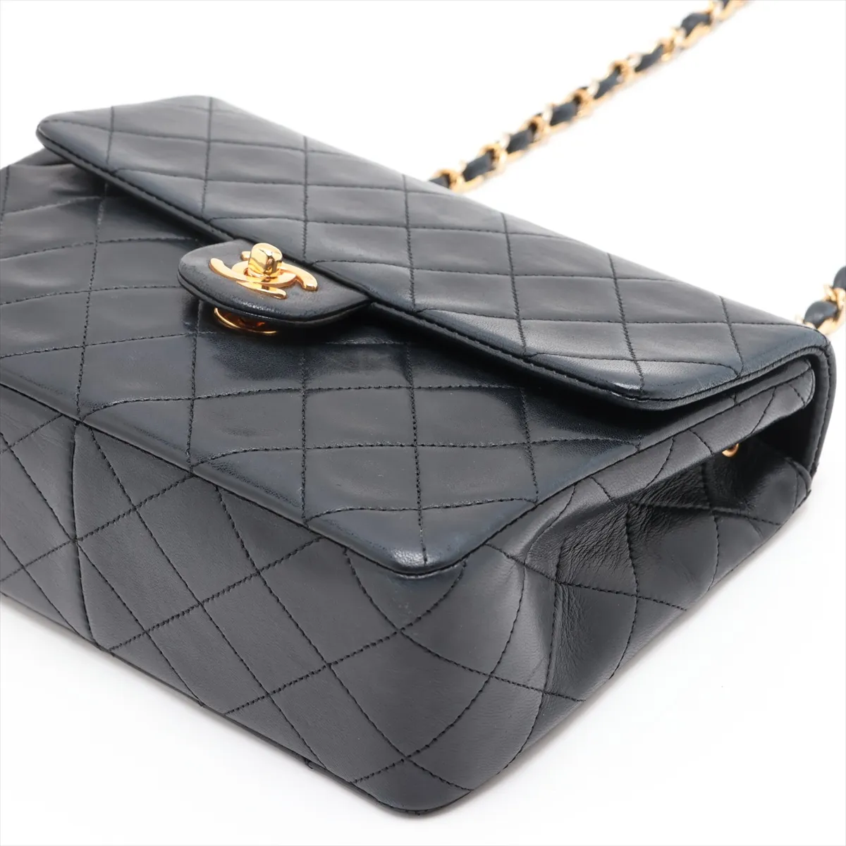 Mini Matelassé 20 Lambskin Single Flap Single Chain Bag, Black with Gold Hardware, 1405829, Series 1, A69900 — view 3