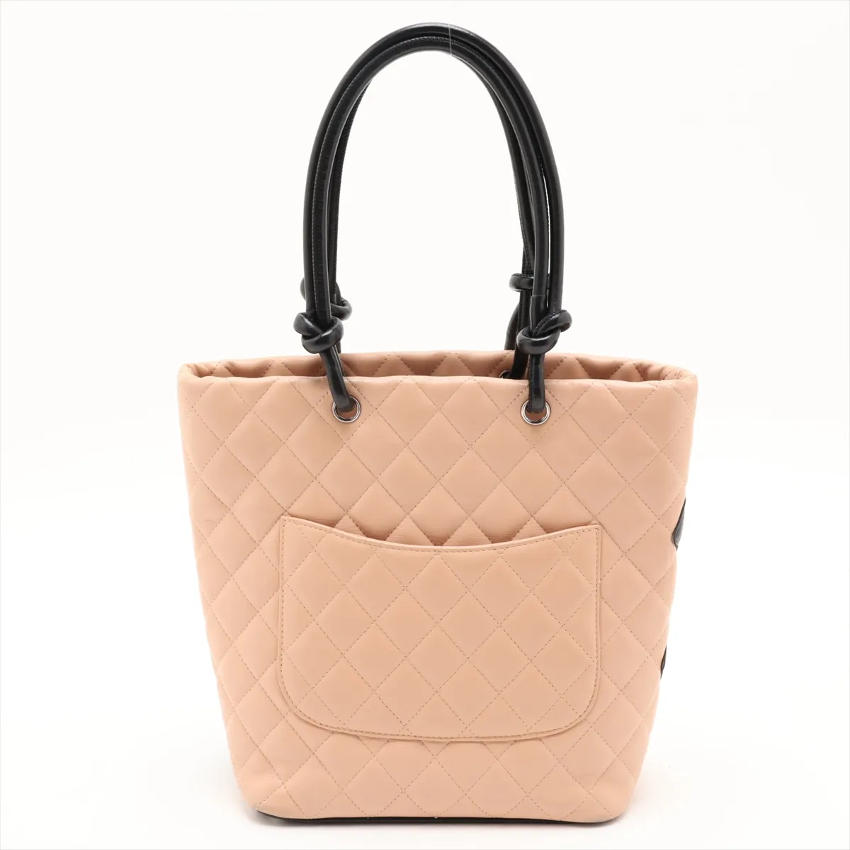 Cambon Line Lambskin Handbag, Beige x Black, Silver Hardware, 8812572 (Serial Number 8) — view 2