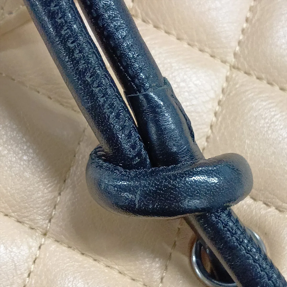 Cambon Line Lambskin Handbag, Beige x Black, Silver Hardware, 8812572 (Serial Number 8) — view 15