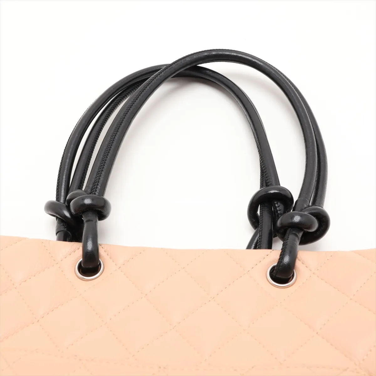 Cambon Line Lambskin Handbag, Beige x Black, Silver Hardware, 8812572 (Serial Number 8) — view 6