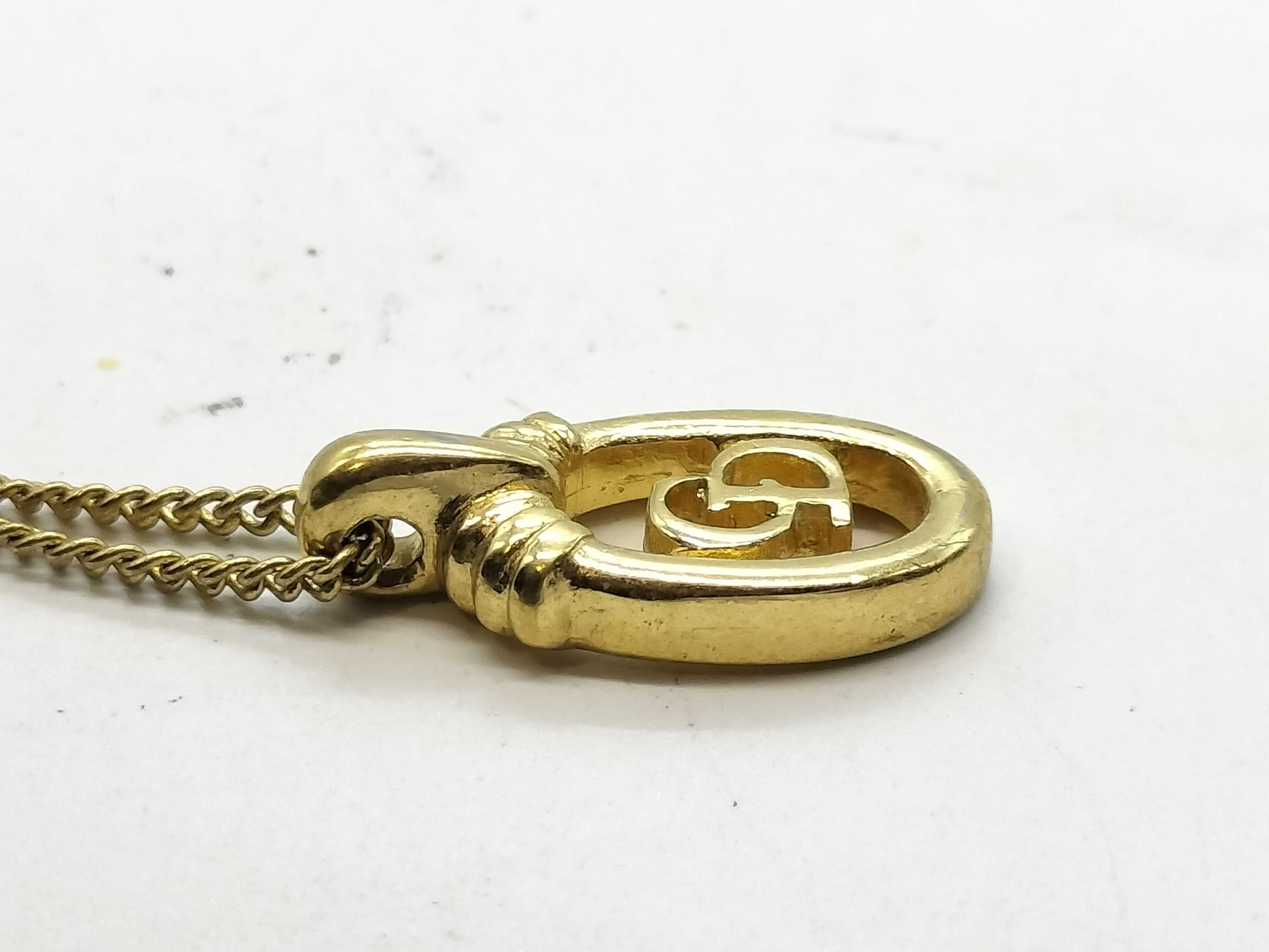 logo necklace, gold color necklace — view 3