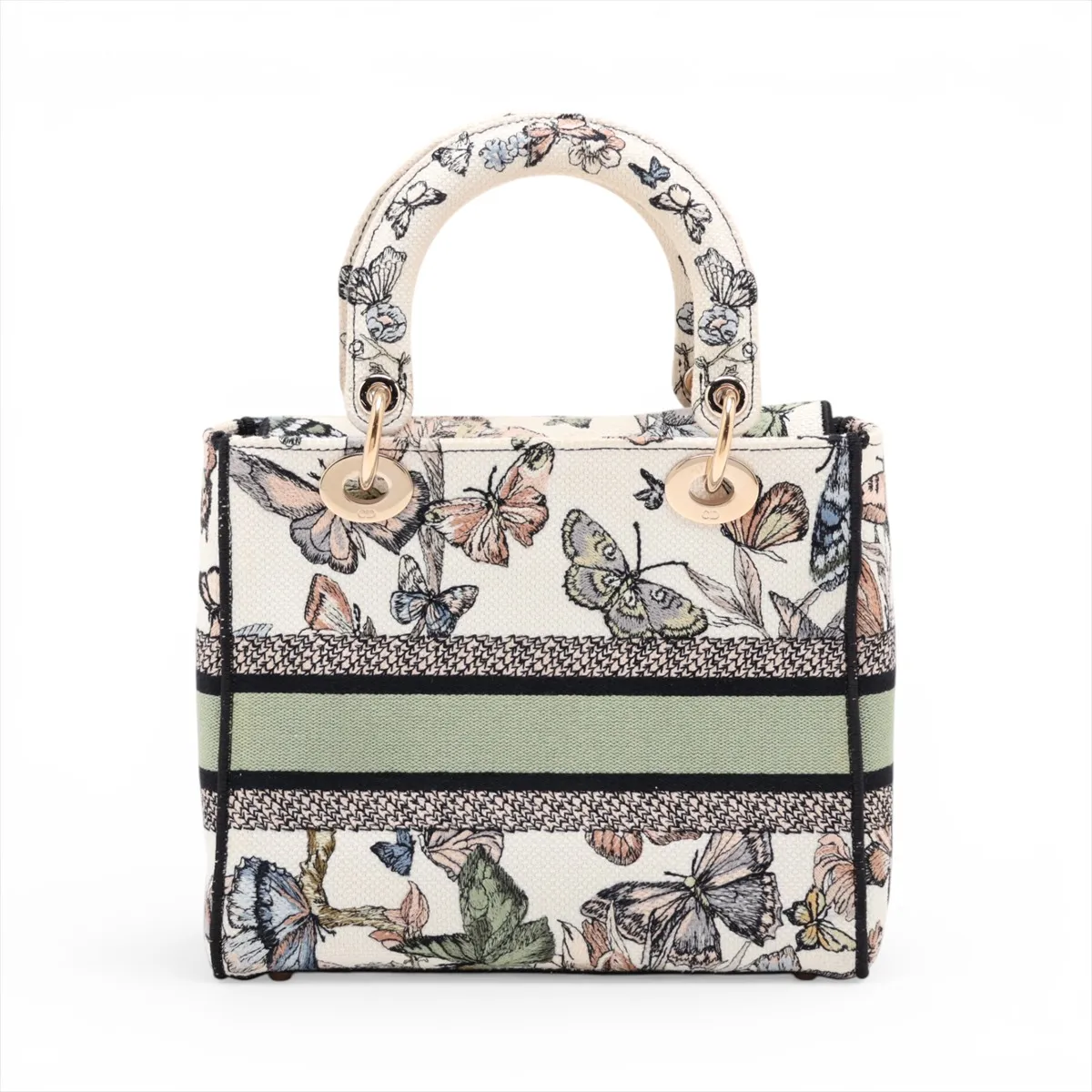 Lady D-Lite Medium Canvas 2-Way Handbag, White — view 2