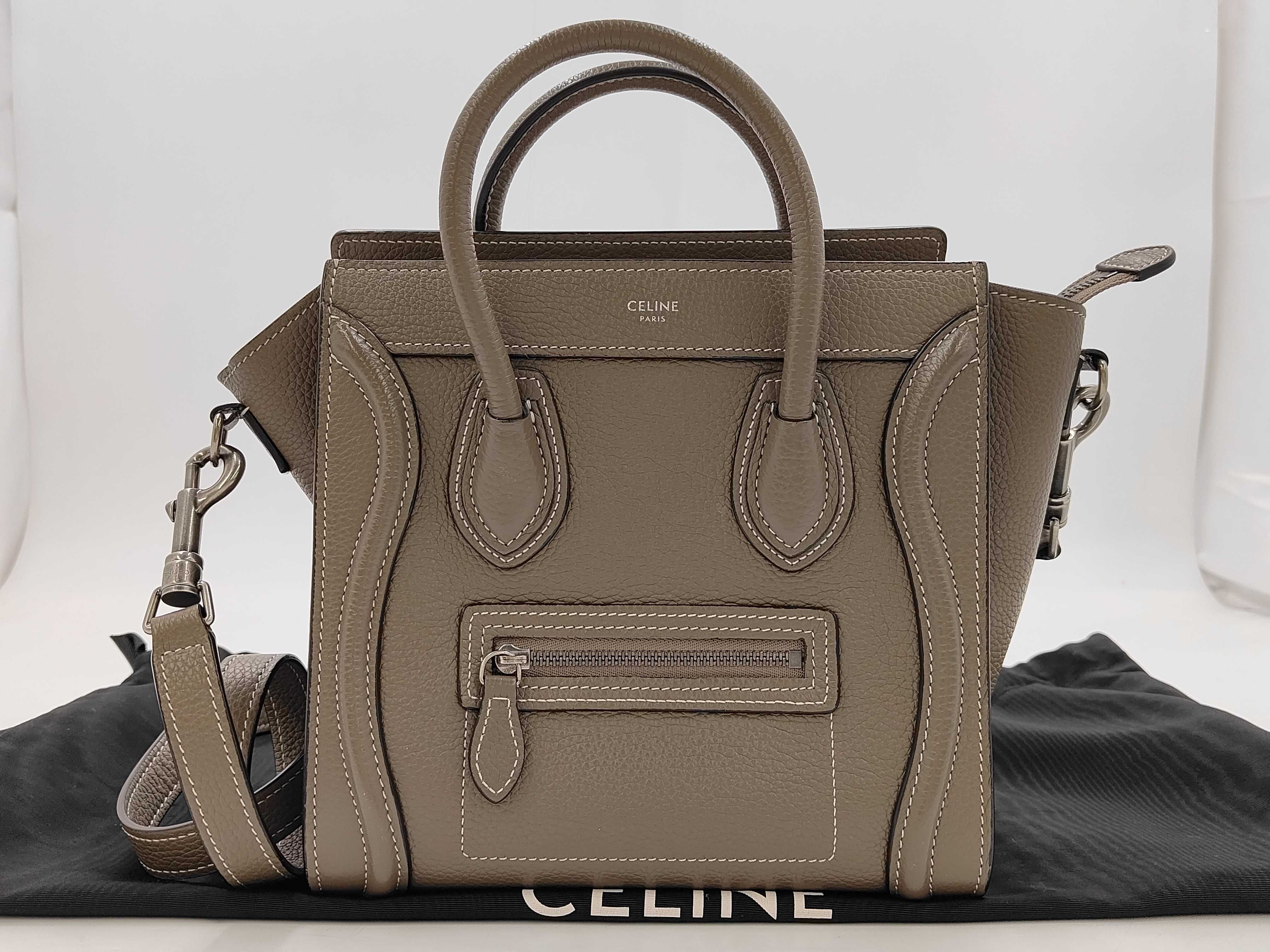 Luggage Nano Shopper Leather Greige 2-Way Handbag