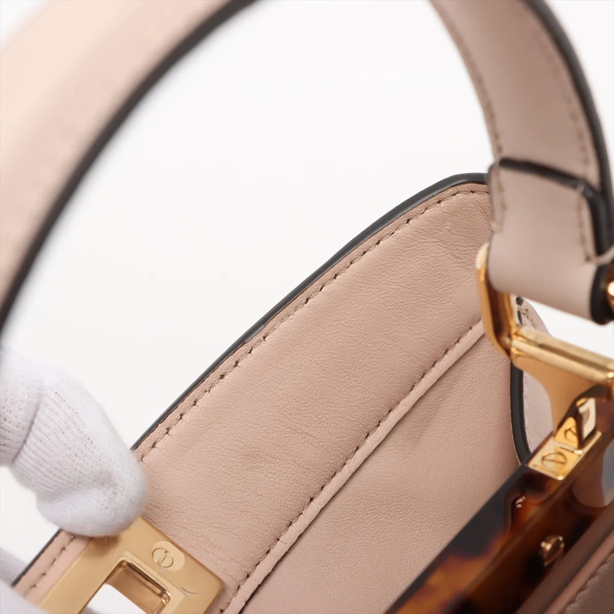 Peekaboo I.U Medium Leather 2-Way Handbag, Beige, 8BN321 — view 11