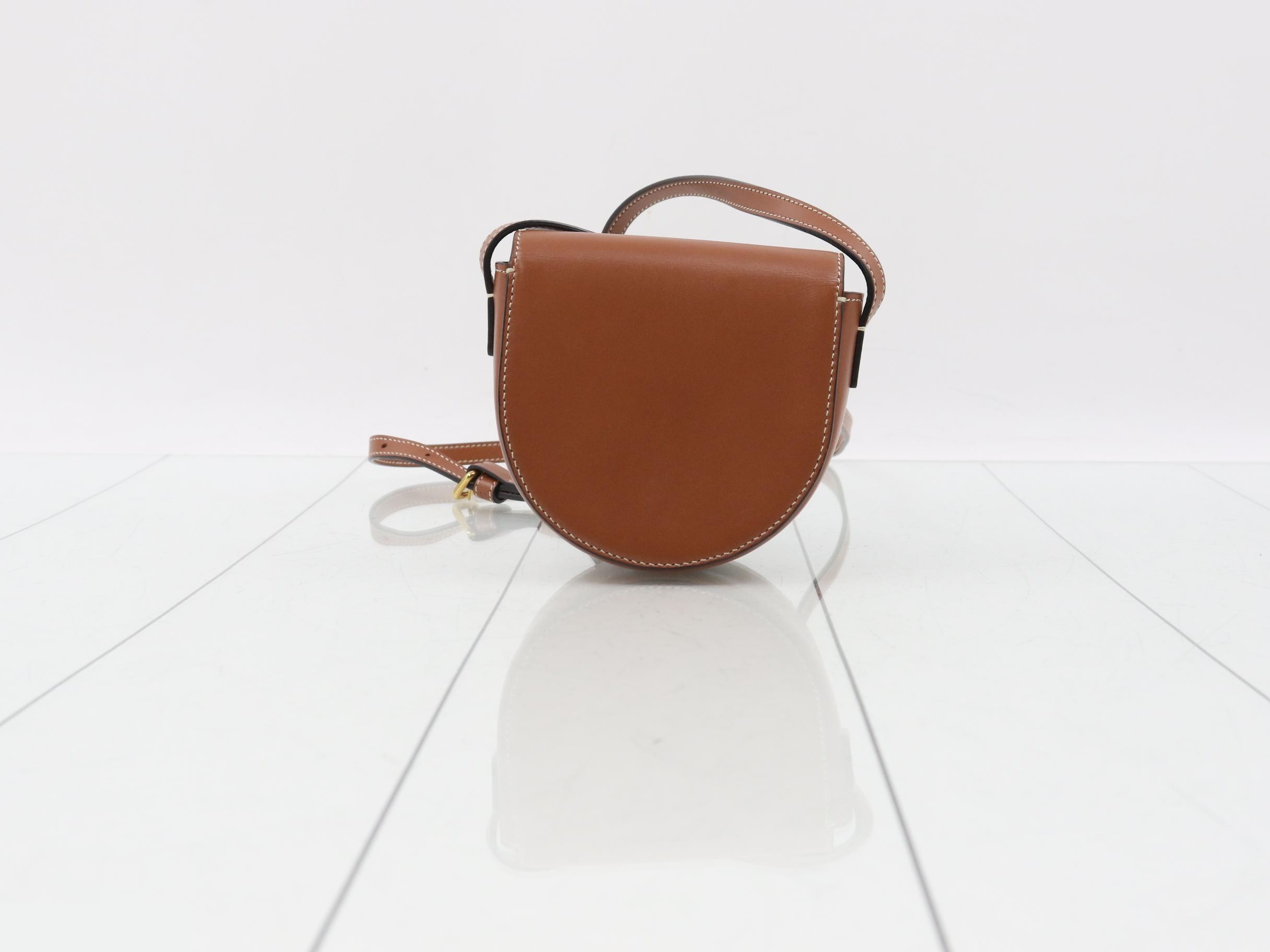 Triomphe Leather Shoulder Bag, Brown — view 2
