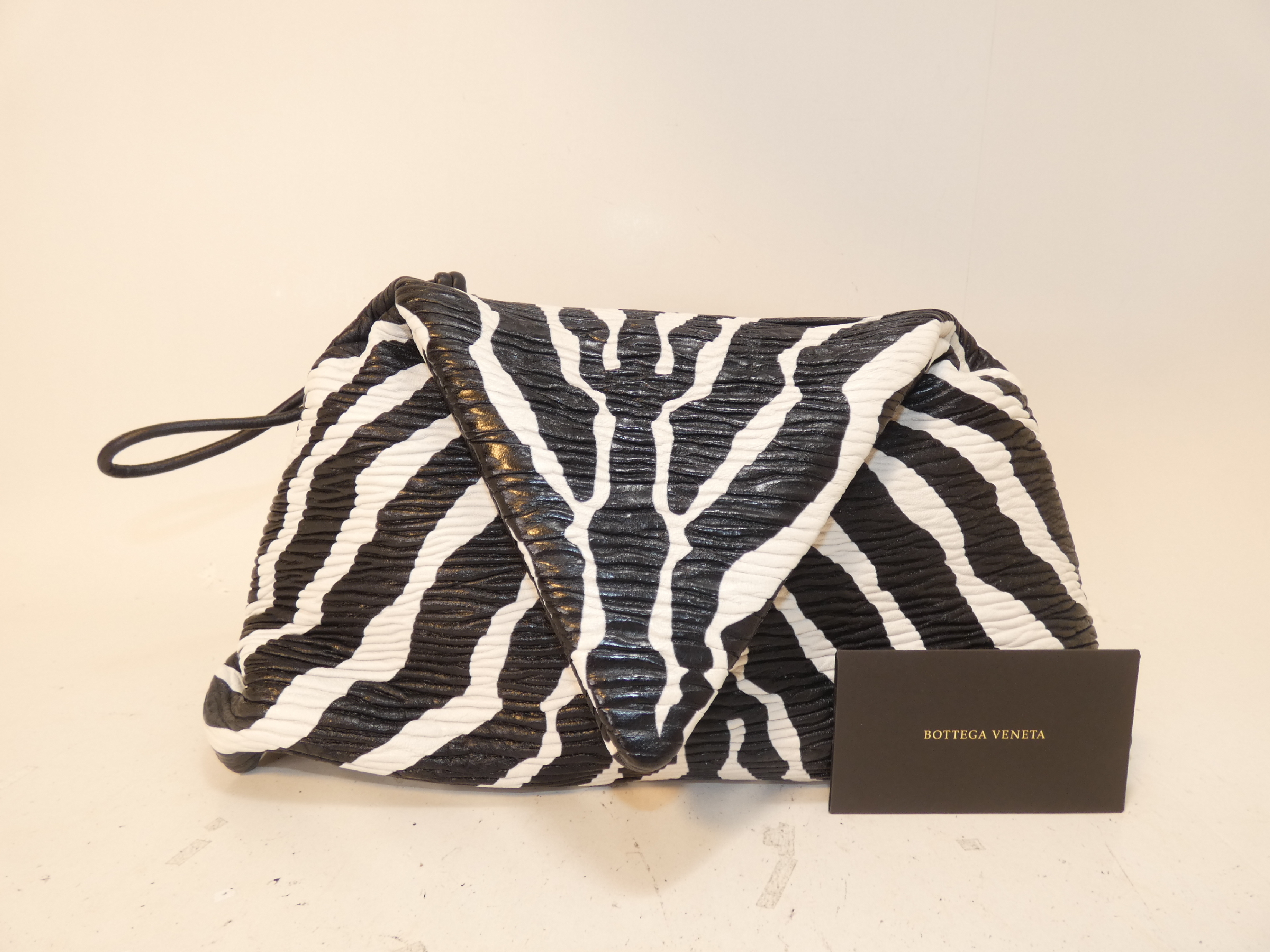 Triangle Leather Second Pouch ZEBRA Clutch Bag