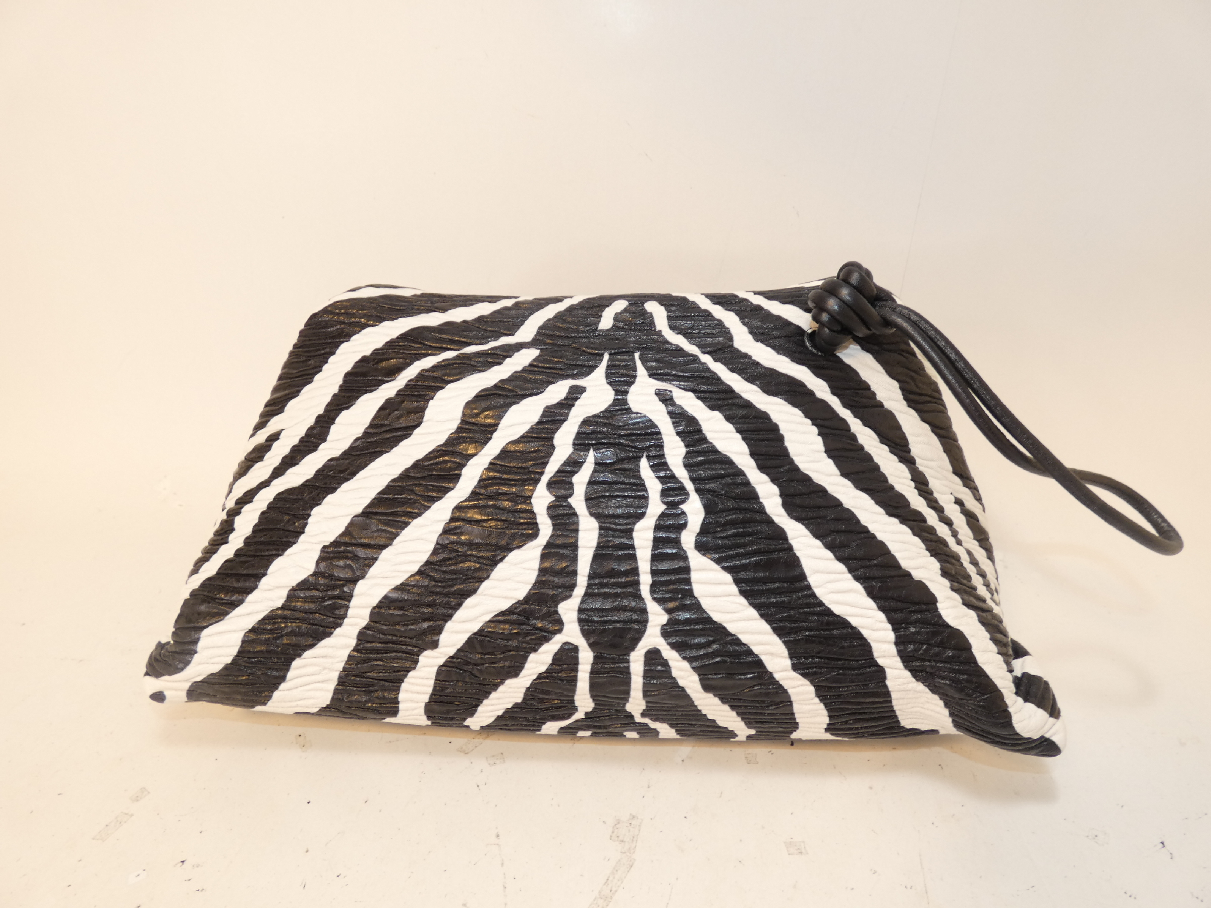 Triangle Leather Second Pouch ZEBRA Clutch Bag — view 2