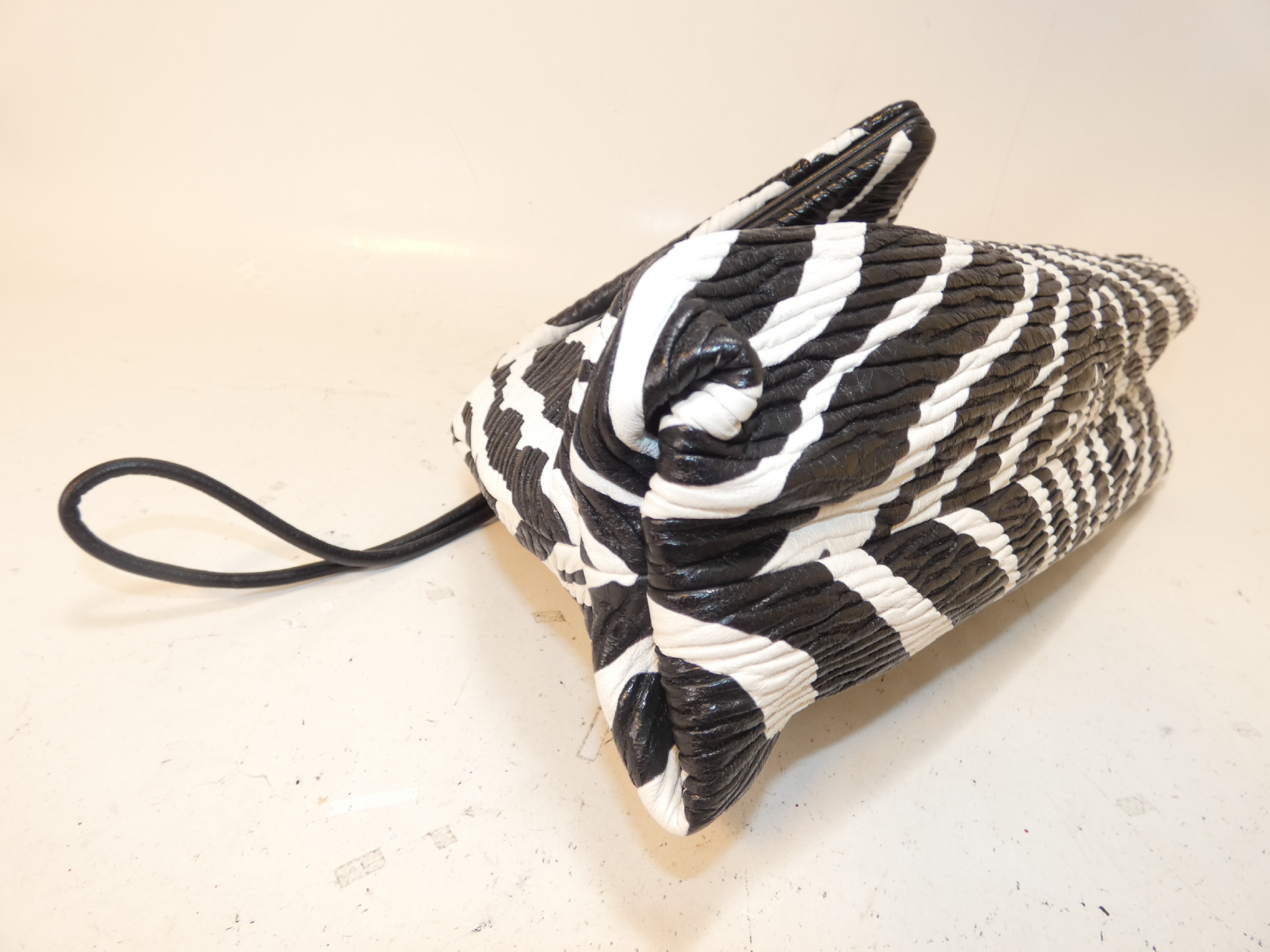 Triangle Leather Second Pouch ZEBRA Clutch Bag — view 5