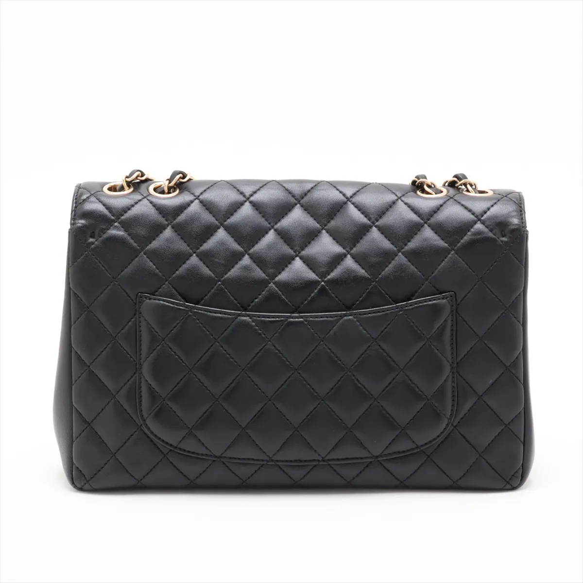 Large Matelassé Lambskin Single Flap Double Chain Bag, Black with Gold Hardware, 21748814, Serial Number 21 — view 2