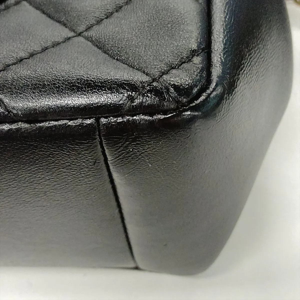 Large Matelassé Lambskin Single Flap Double Chain Bag, Black with Gold Hardware, 21748814, Serial Number 21 — view 15