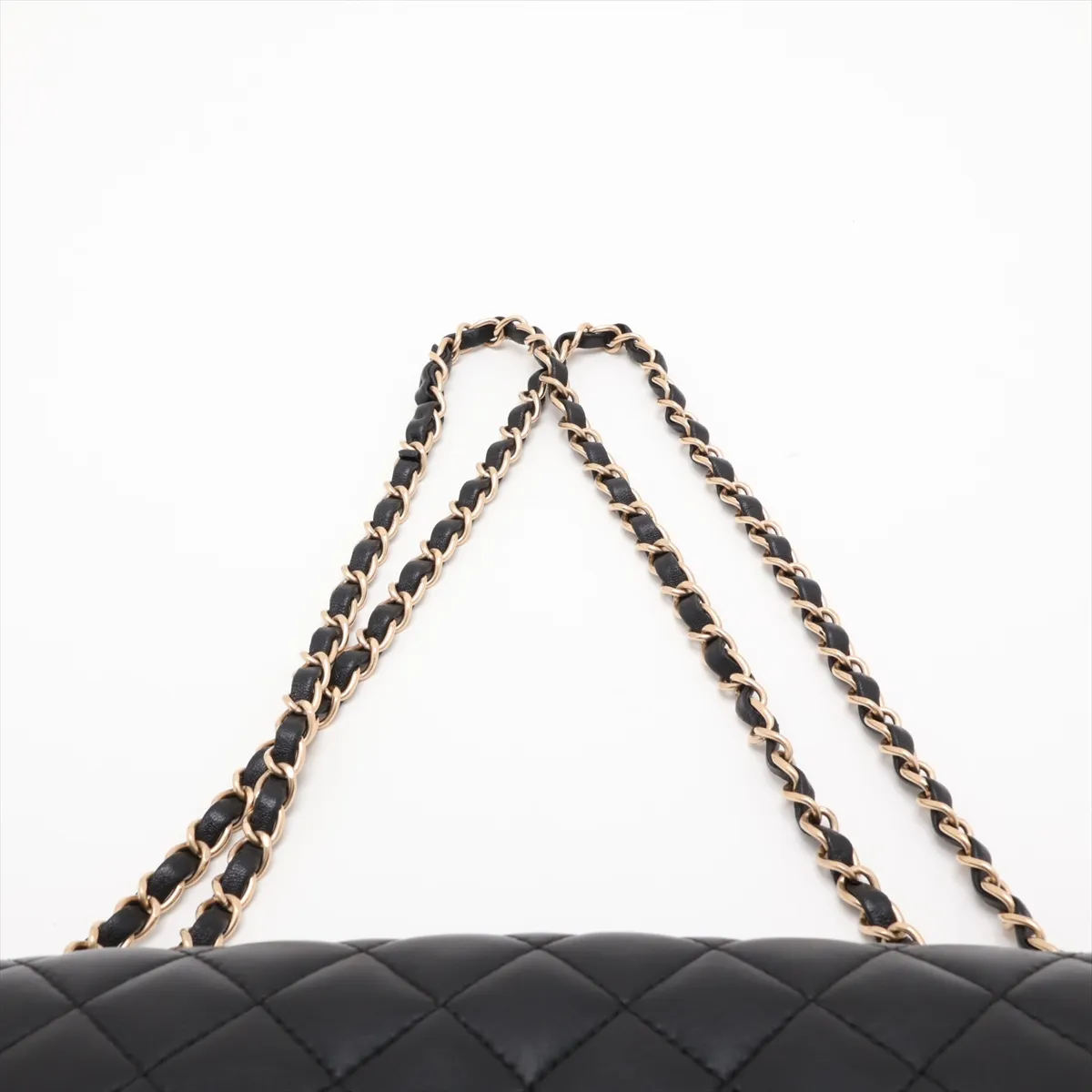 Large Matelassé Lambskin Single Flap Double Chain Bag, Black with Gold Hardware, 21748814, Serial Number 21 — view 6