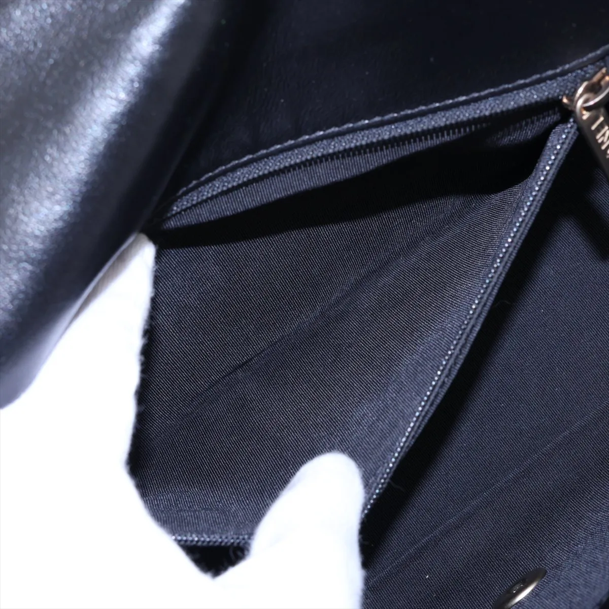 Large Matelassé Lambskin Single Flap Double Chain Bag, Black with Gold Hardware, 21748814, Serial Number 21 — view 8