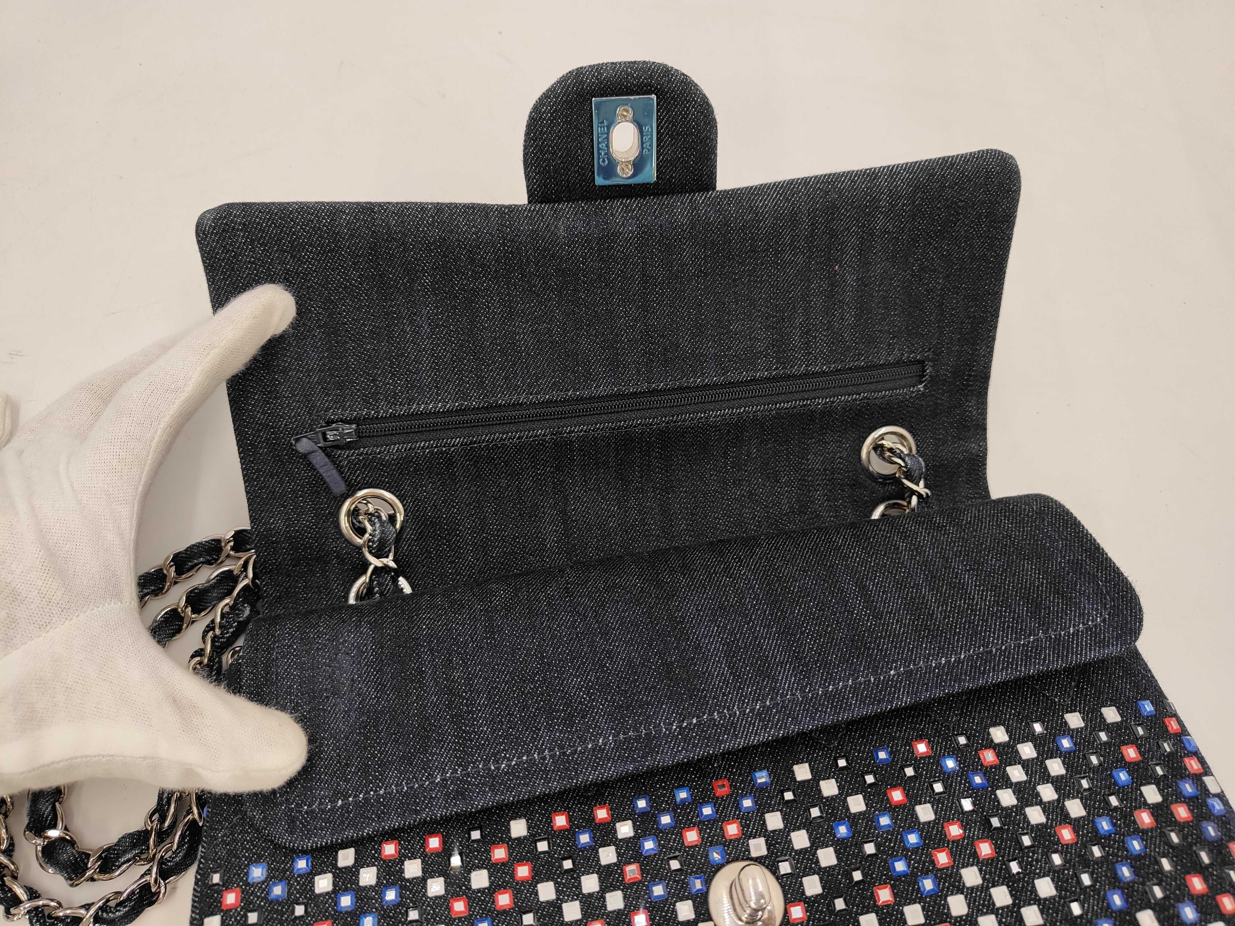 Matelassé Denim Double Flap 2-Way Chain Shoulder Bag — view 6